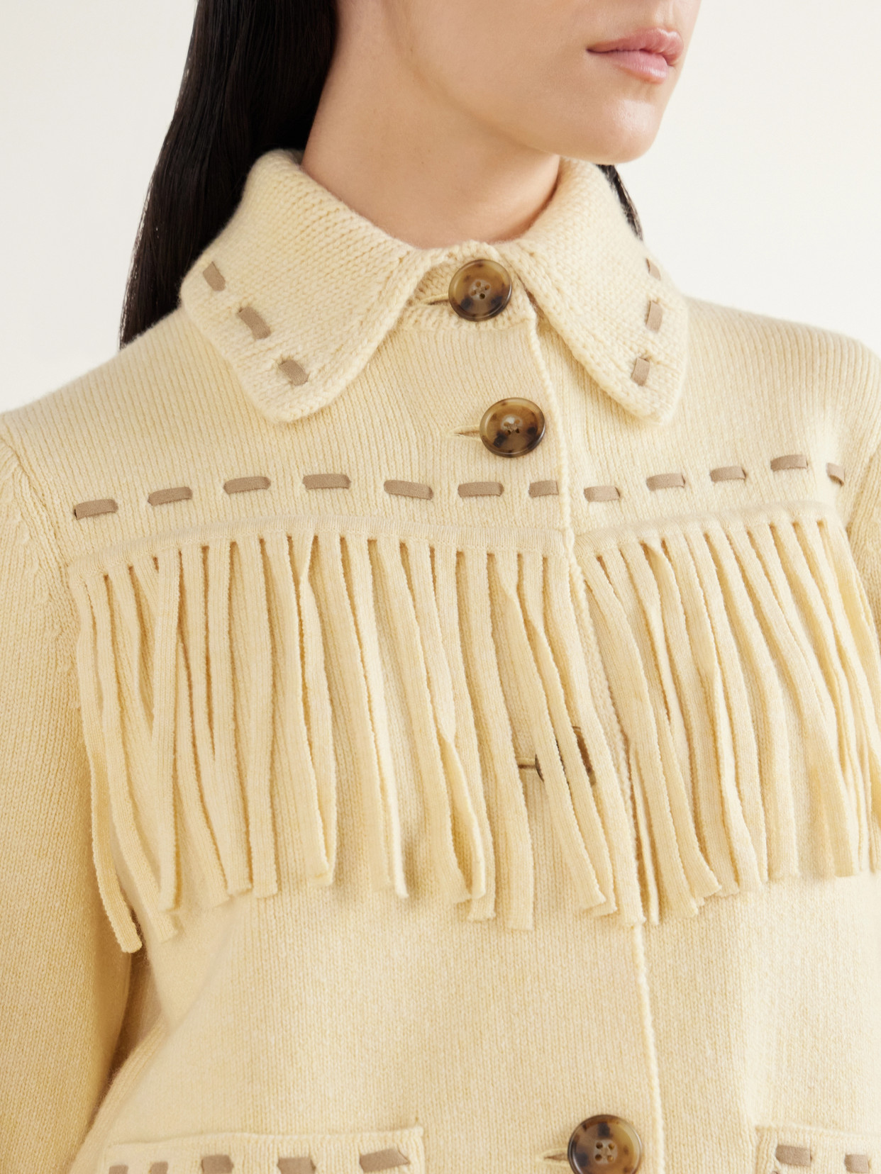 Western Fringed-Detail Wool-Blend Jacket