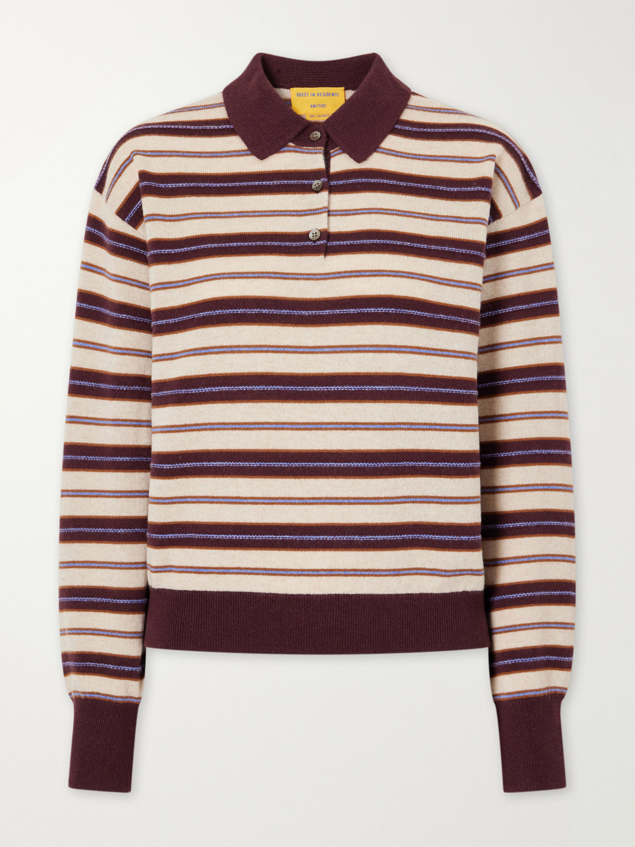 Collegiate Striped Cashmere Polo Sweater