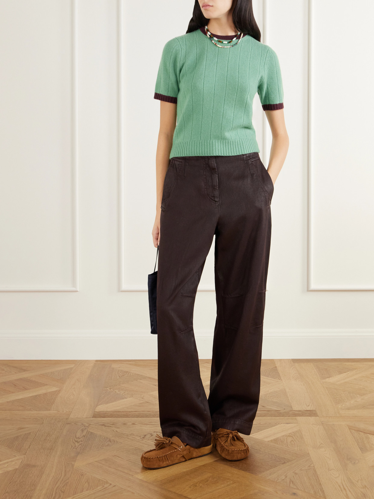 Rib Ringer Cashmere T-Shirt
