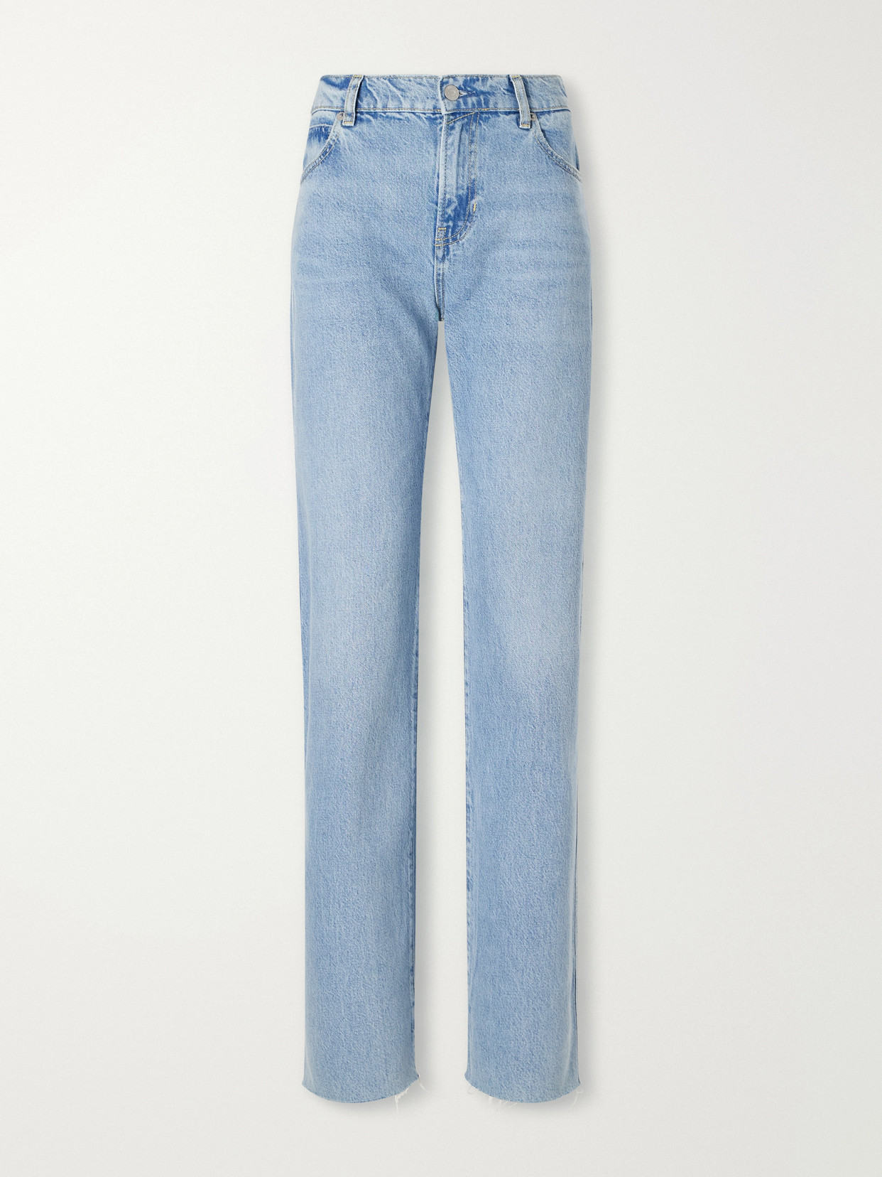 Weekender Frayed Mid-Rise Straight-Leg Jeans