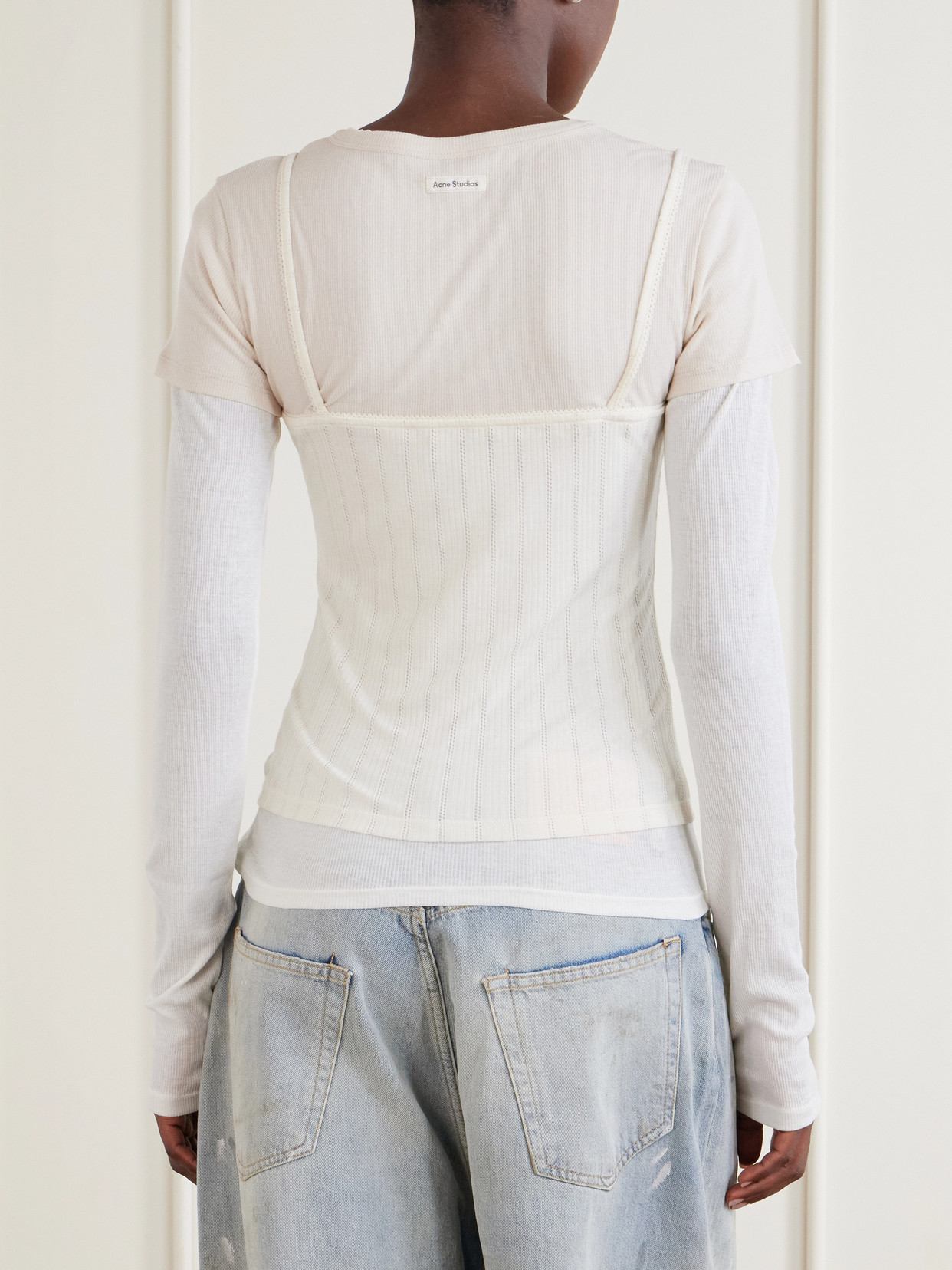 Ersilia Layered Ribbed Lyocell And Cotton-Blend T-Shirt