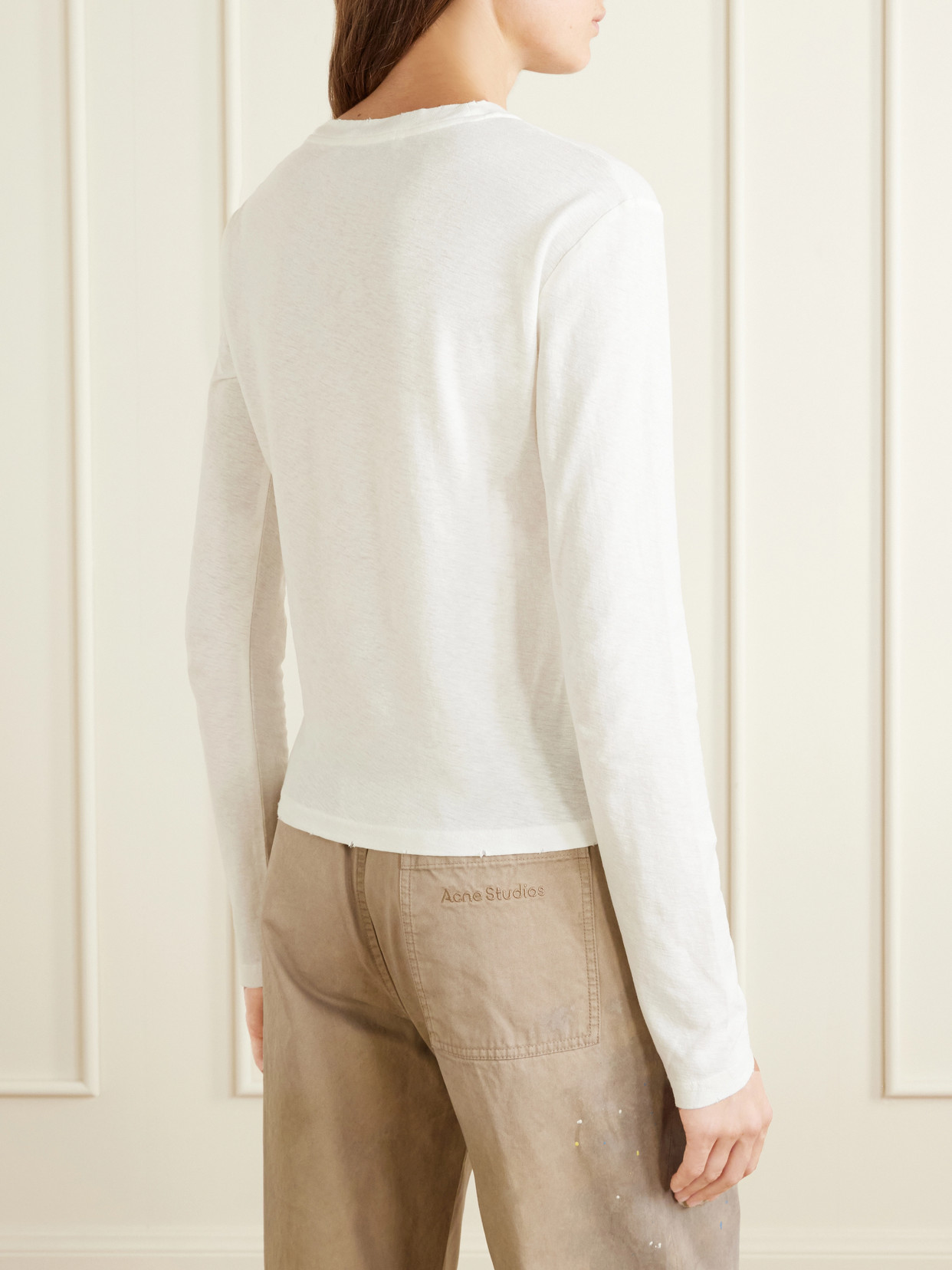 Acne Studios Logo-printed Distressed Cotton And Hemp-blend T-shirt In Multi