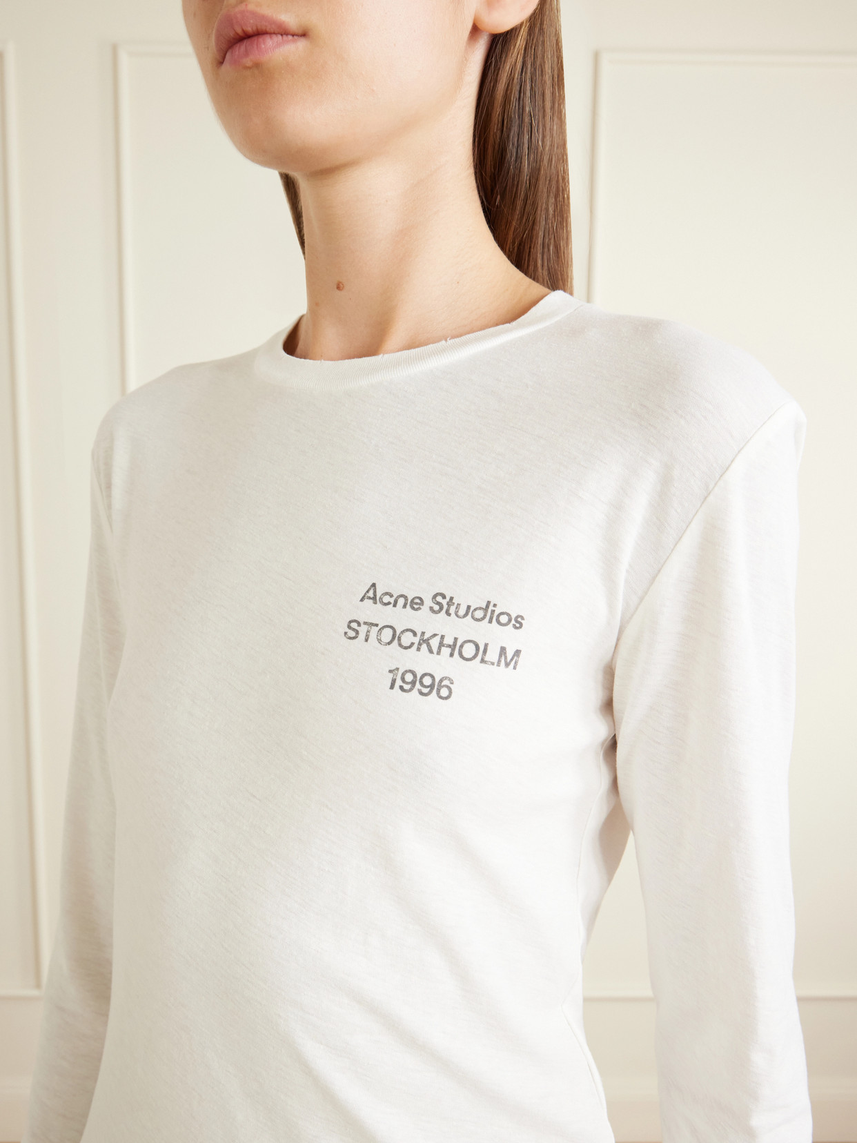 Acne Studios Logo-printed Distressed Cotton And Hemp-blend T-shirt In Multi