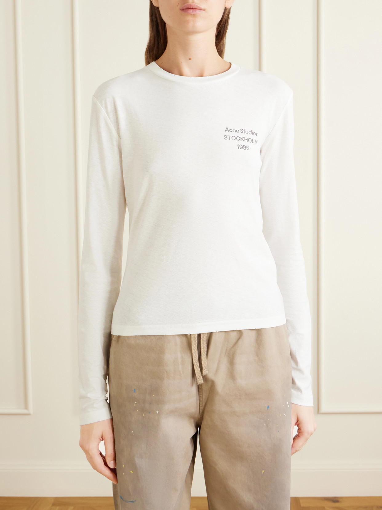 Acne Studios Logo-printed Distressed Cotton And Hemp-blend T-shirt In Multi
