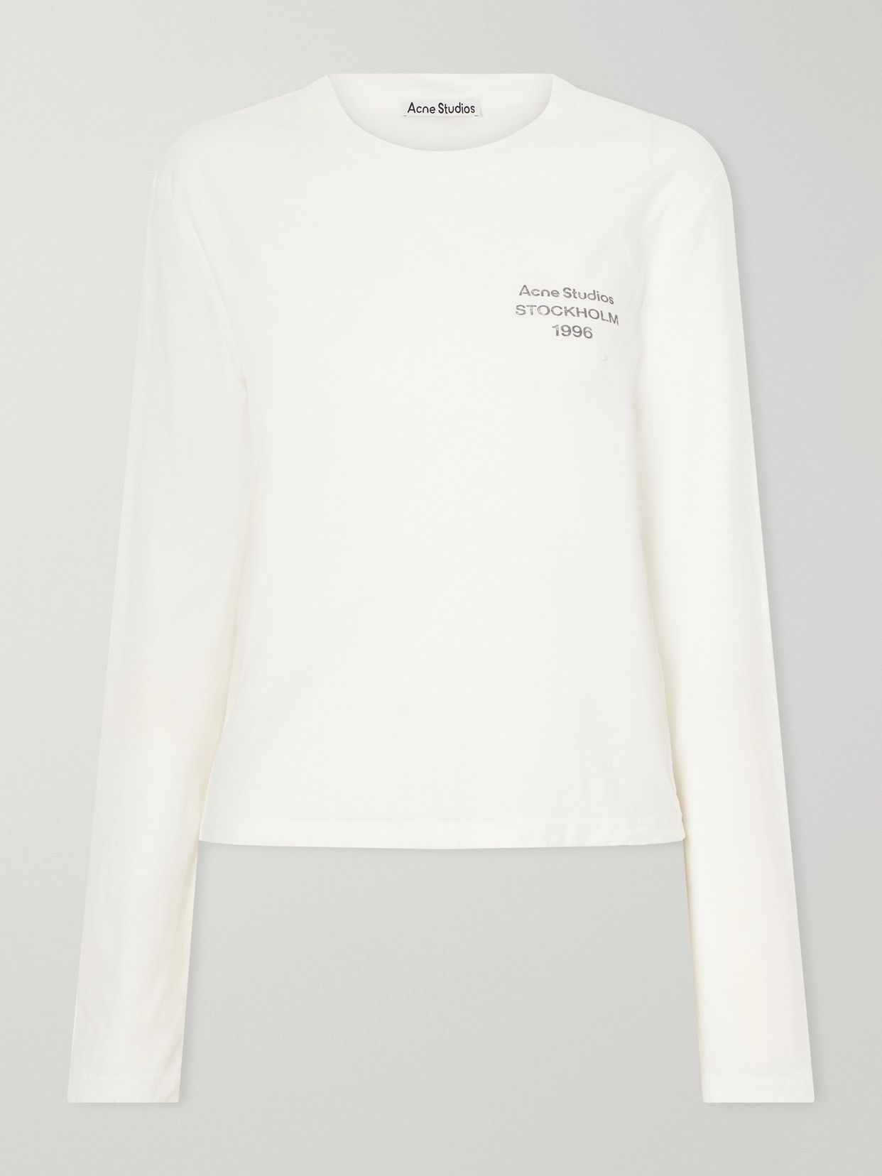 Acne Studios Logo-printed distressed cotton and hemp-blend T-shirt