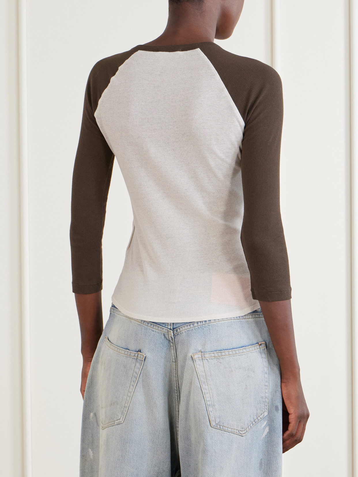 Acne Studios Printed Cotton-ribbed T-shirt In Multi