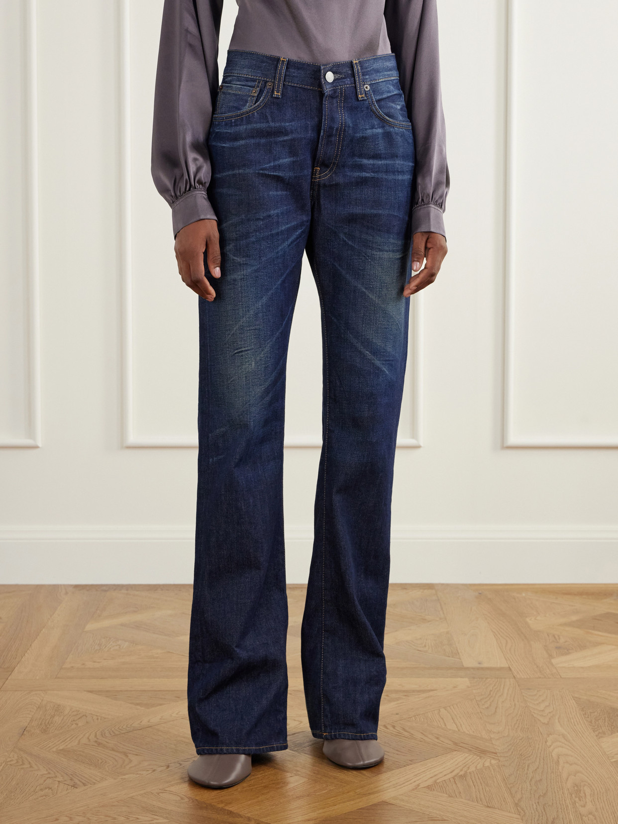 Mid-Rise Straight-Leg Jeans