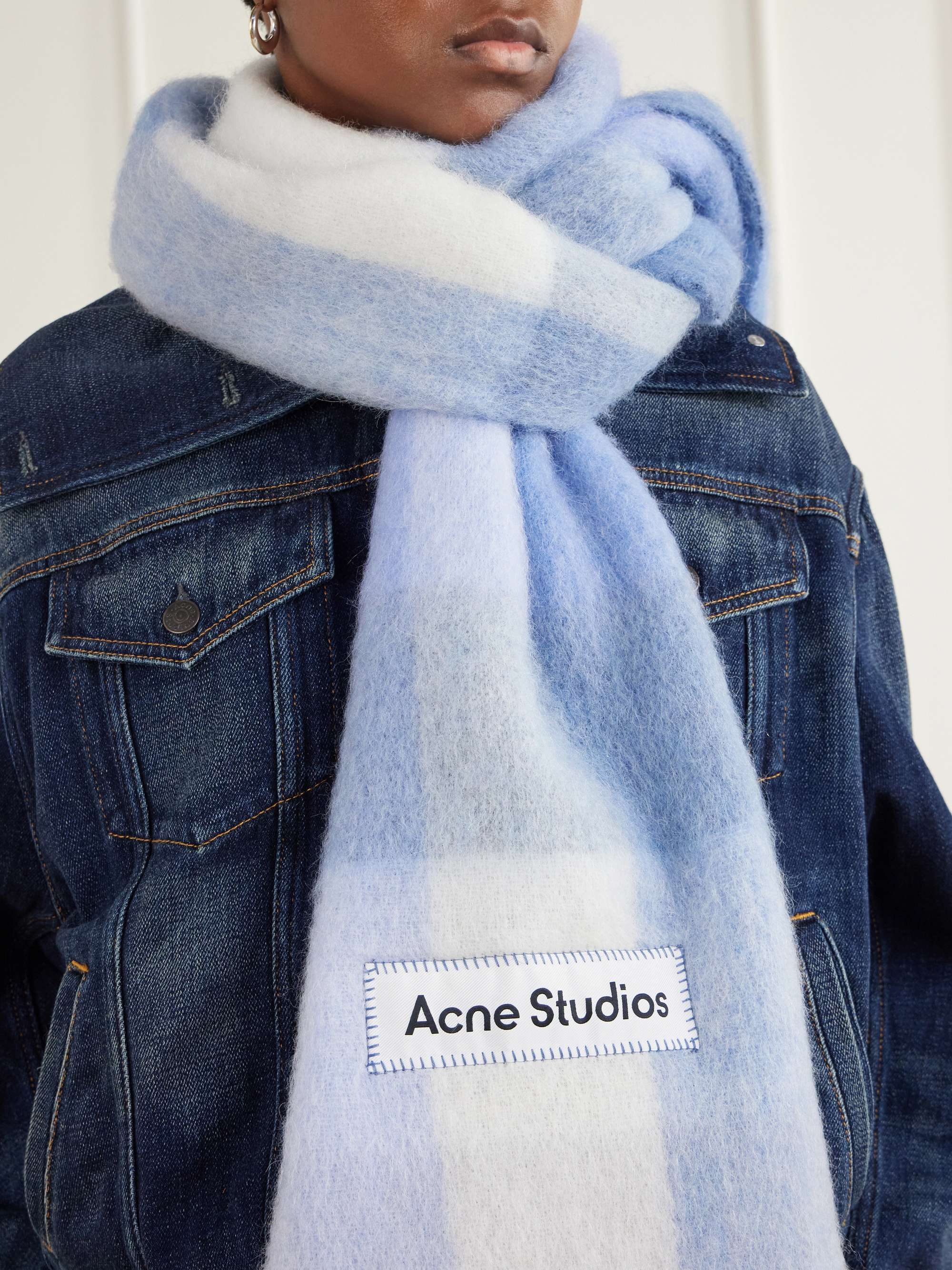 ACNE STUDIOS Vally fringed striped knitted scarf