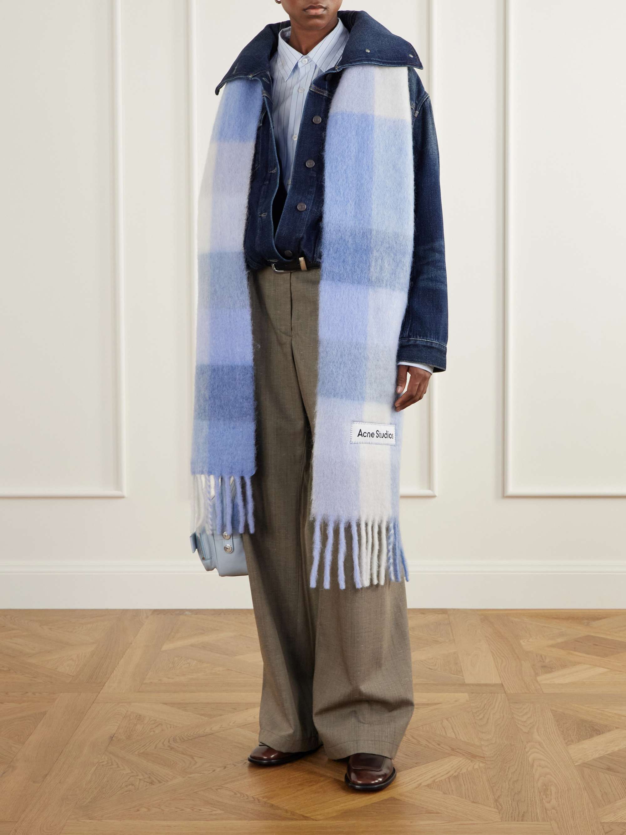 ACNE STUDIOS Vally fringed striped knitted scarf