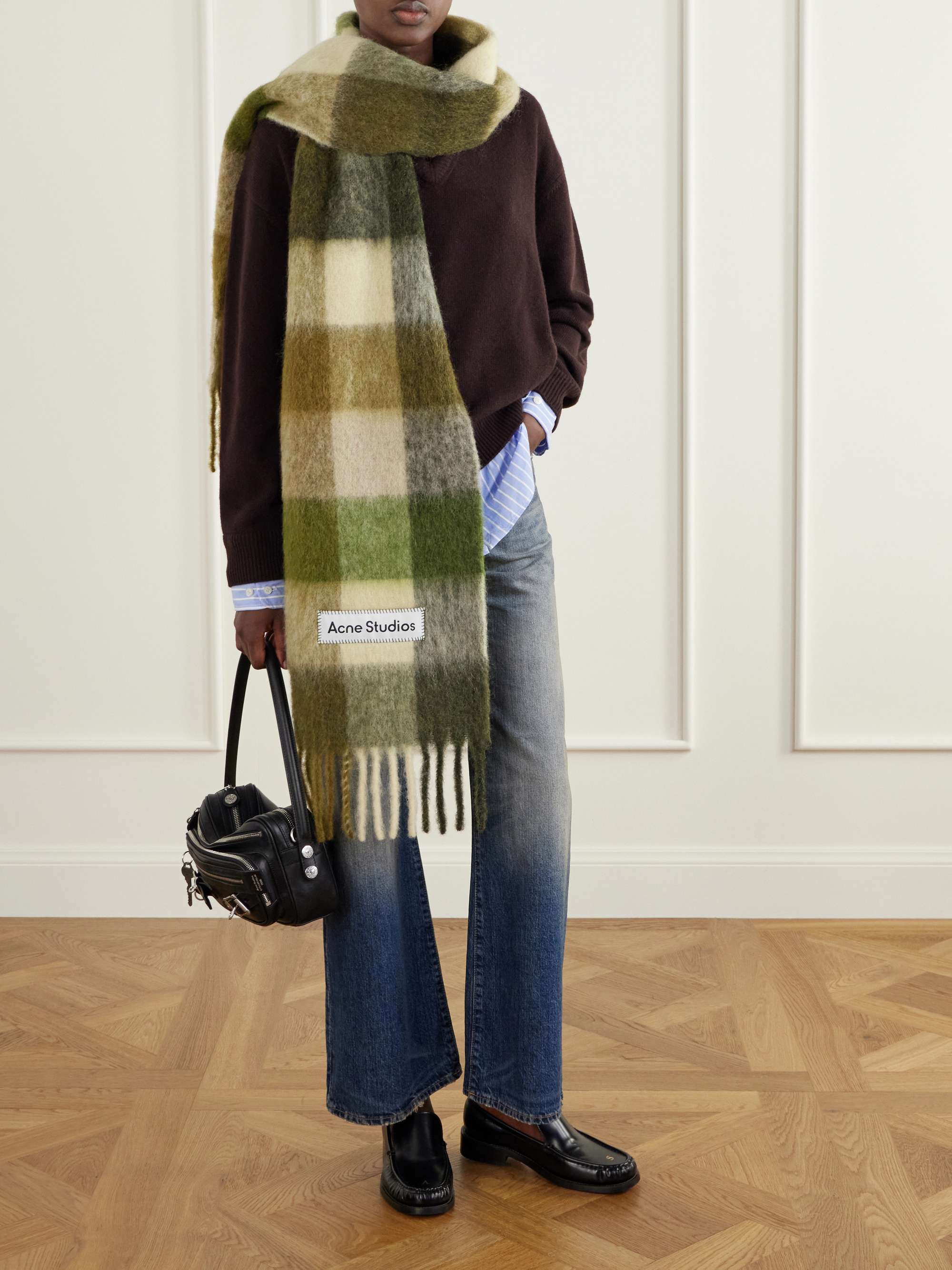 ACNE STUDIOS Vally fringed striped knitted scarf