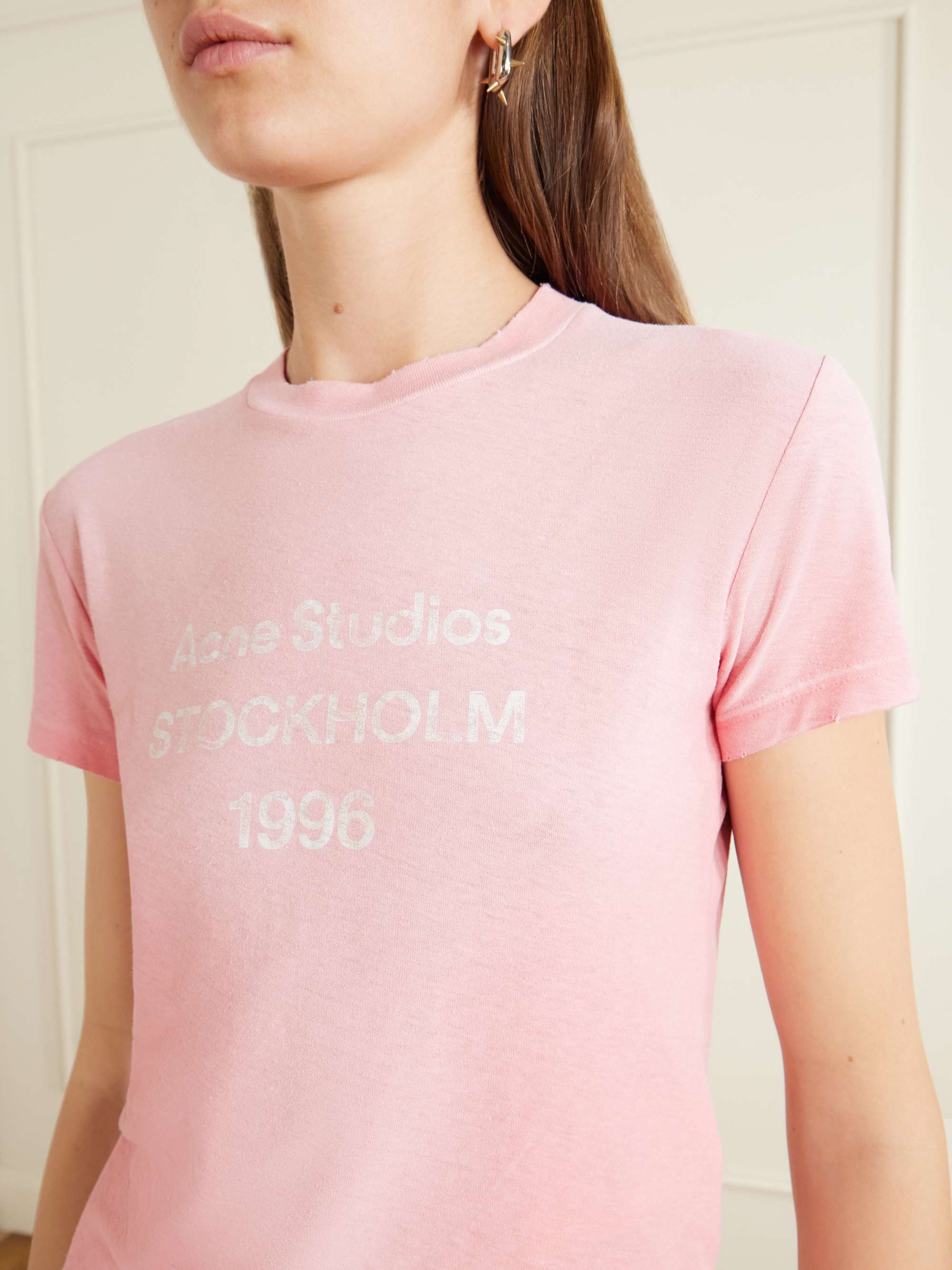 ACNE STUDIOS Etza 1996 logo-printed cotton and hemp-blend T-shirt