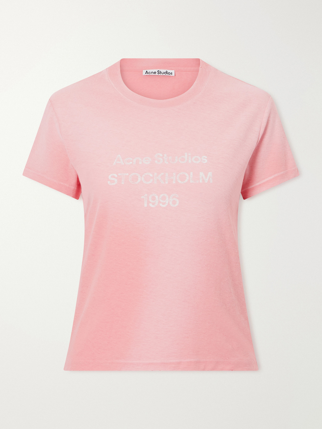 Acne Studios Etza 1996 Logo-printed Cotton And Hemp-blend T-shirt In Pink