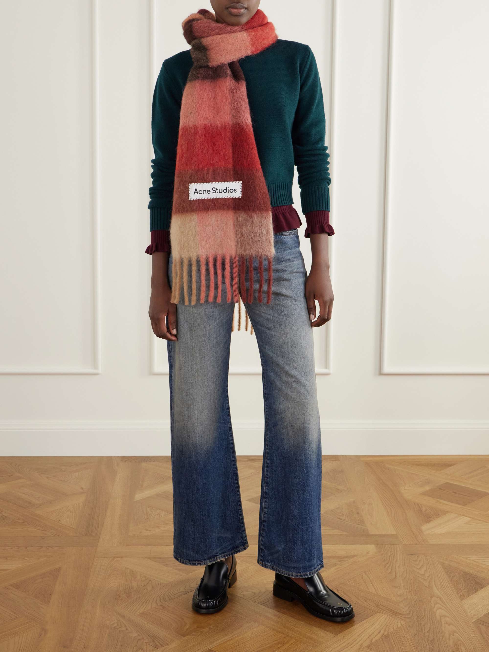 ACNE STUDIOS Vally fringed striped knitted scarf