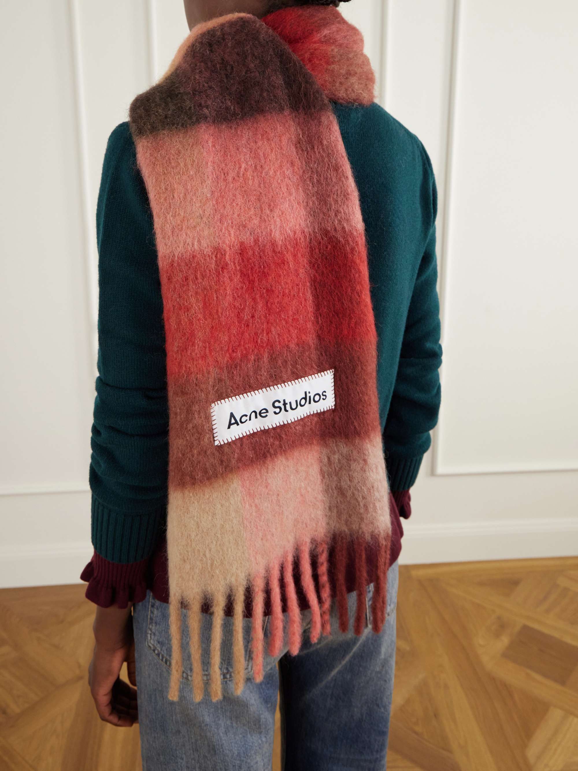 ACNE STUDIOS Vally fringed striped knitted scarf