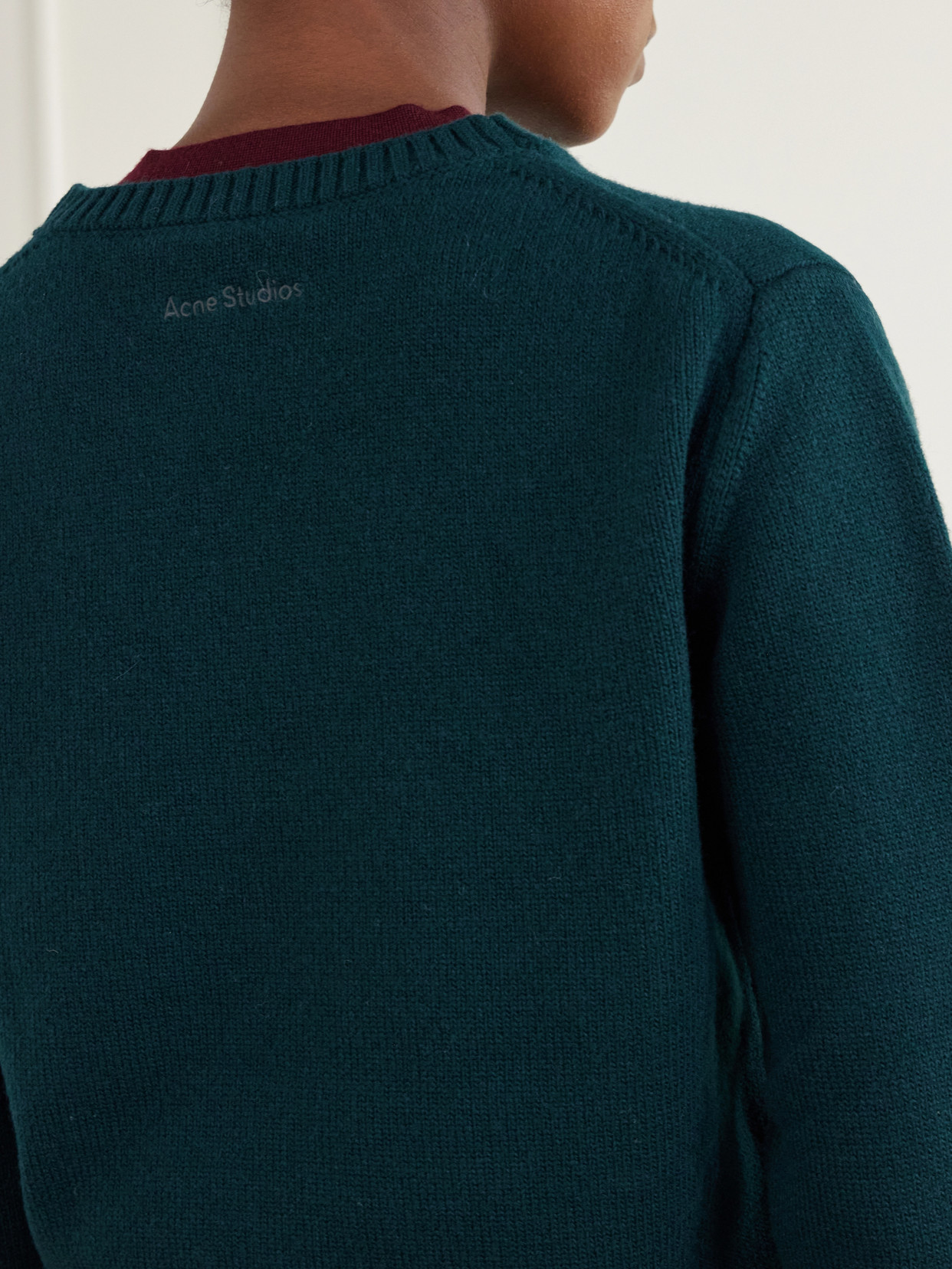 Acne Studios Ruffled Layered-effect Sweater In Green