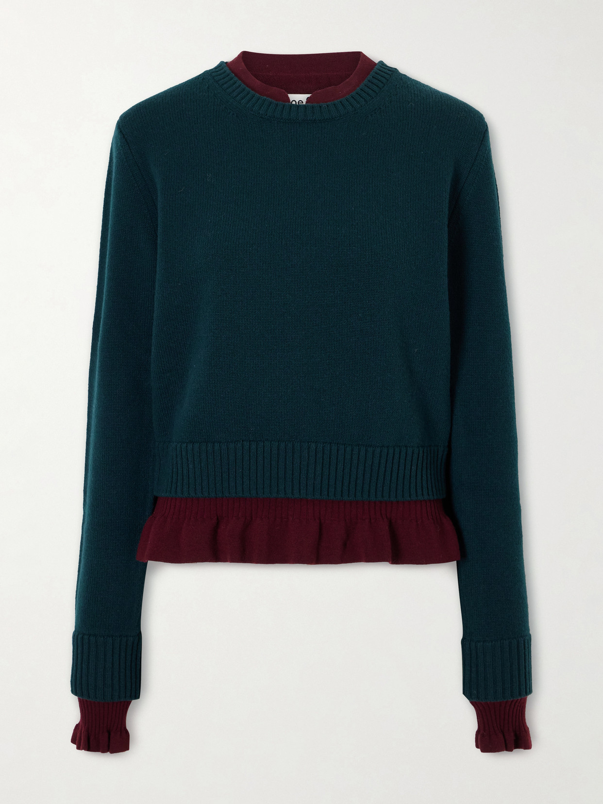 Acne Studios Ruffled Layered-effect Sweater In Green