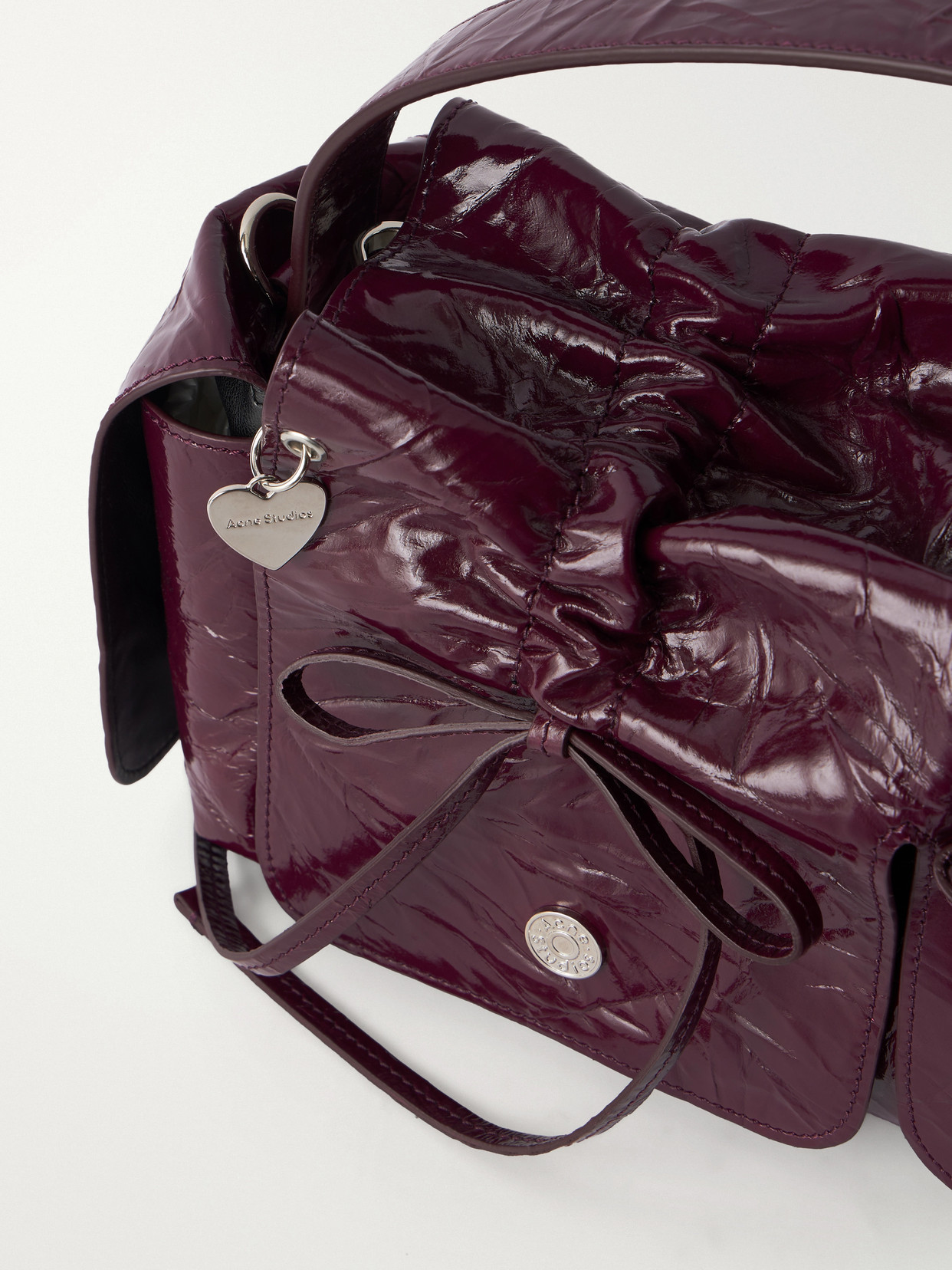Multipocket Bow-Detail Crinkled Shoulder Bag