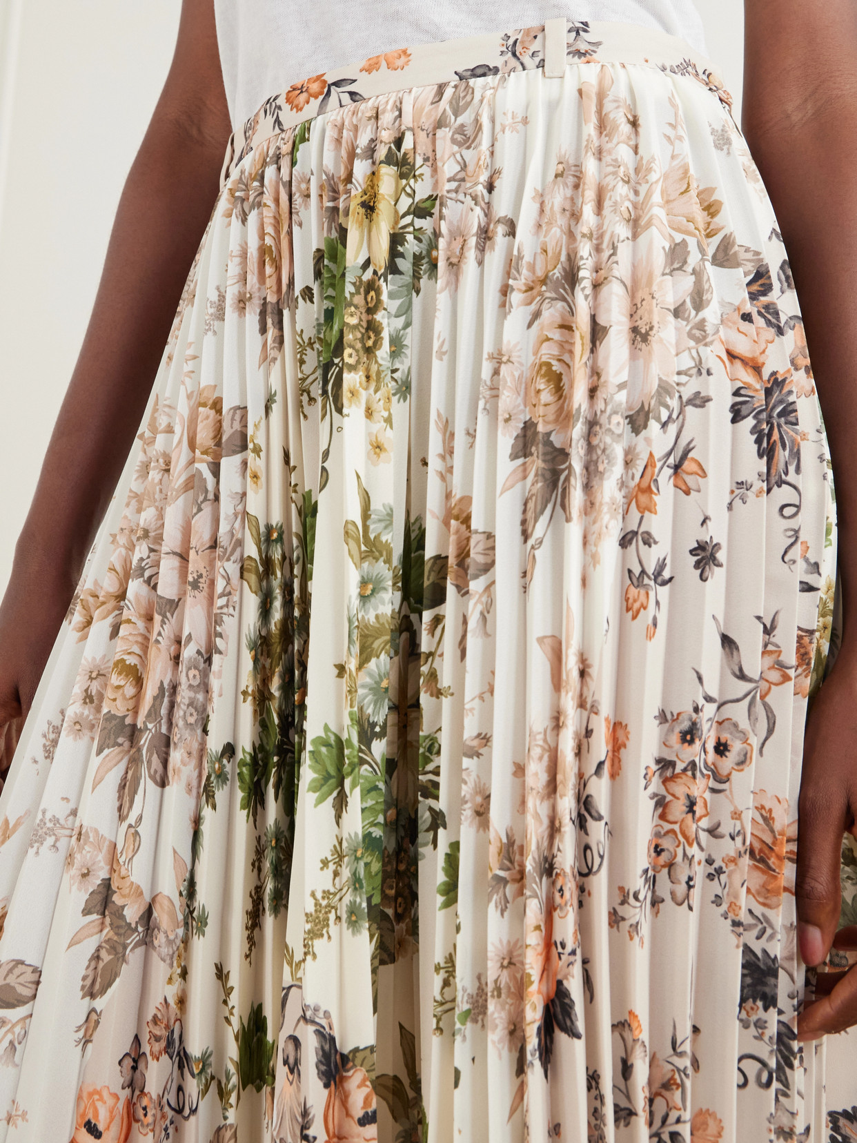 Pleated Floral-Print Georgette Midi
