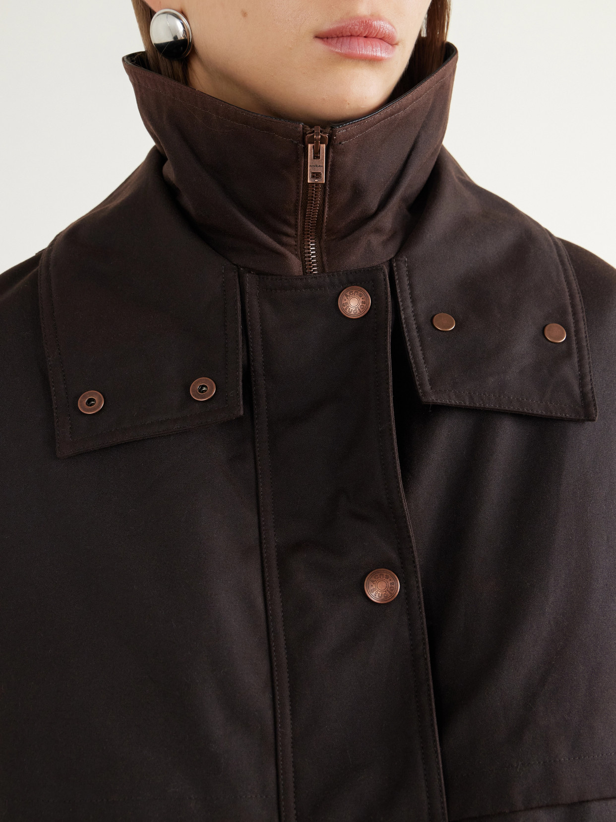 Leather-Trimmed Waxed Cotton-Canvas Down Jacket