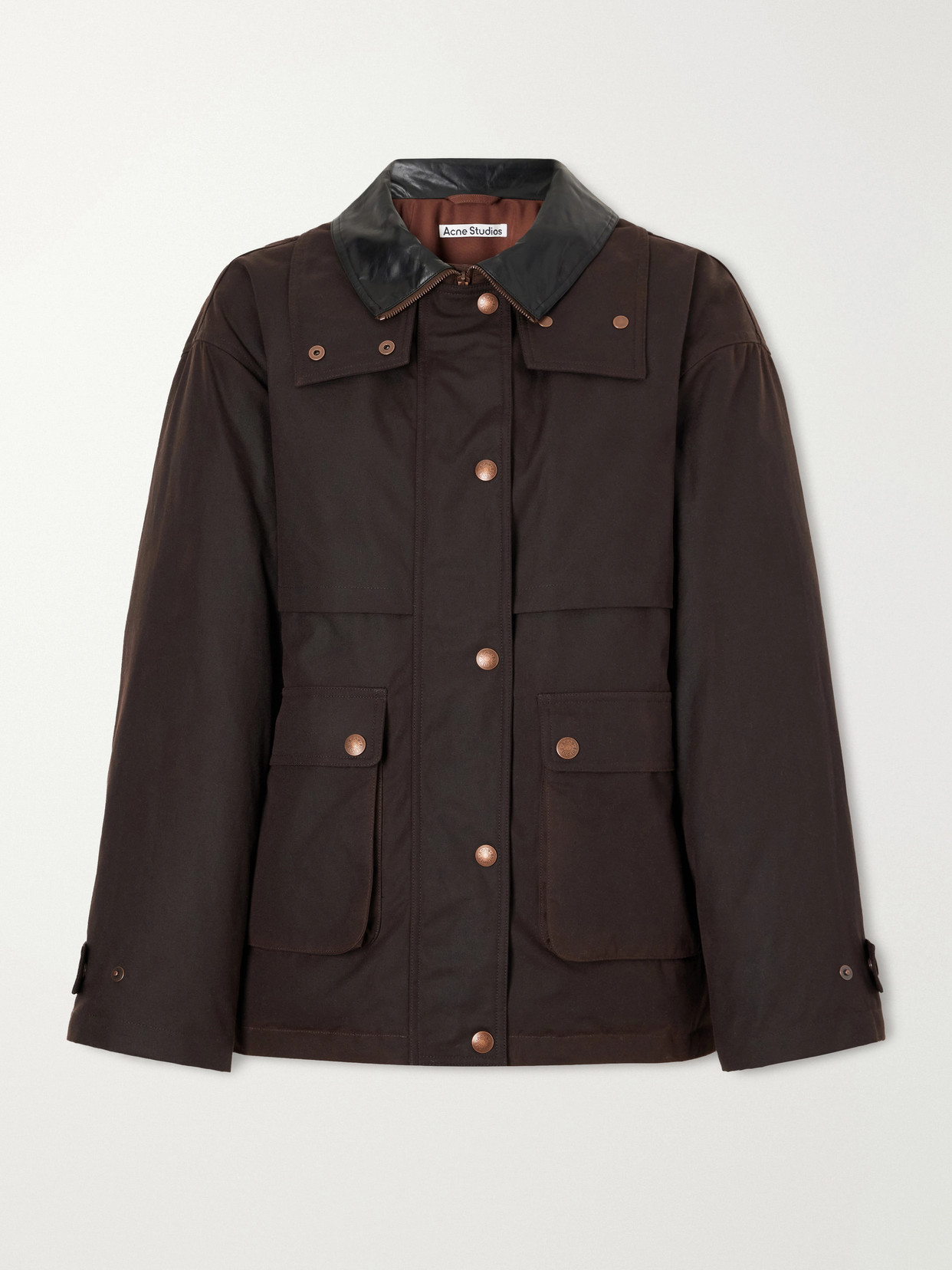 Leather-Trimmed Waxed Cotton-Canvas Down Jacket