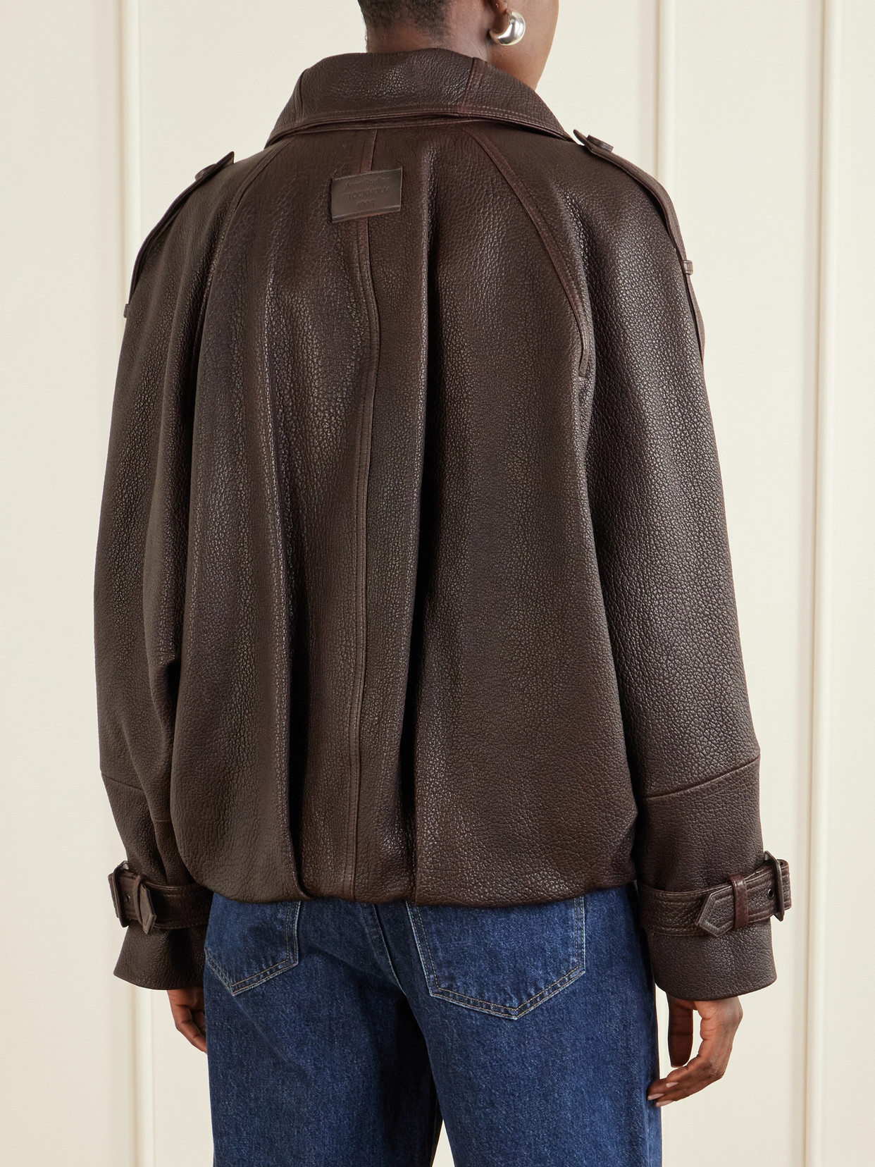 Acne Studios Full-grain Leather Jacket In Brown