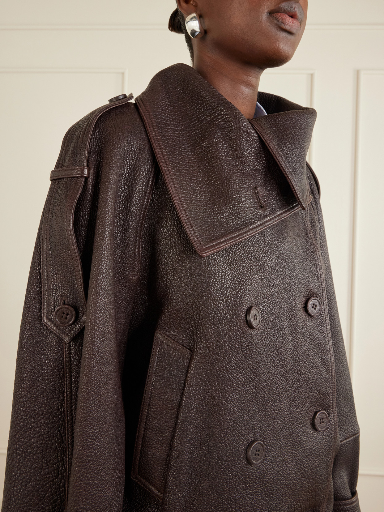 Acne Studios Full-grain Leather Jacket In Brown