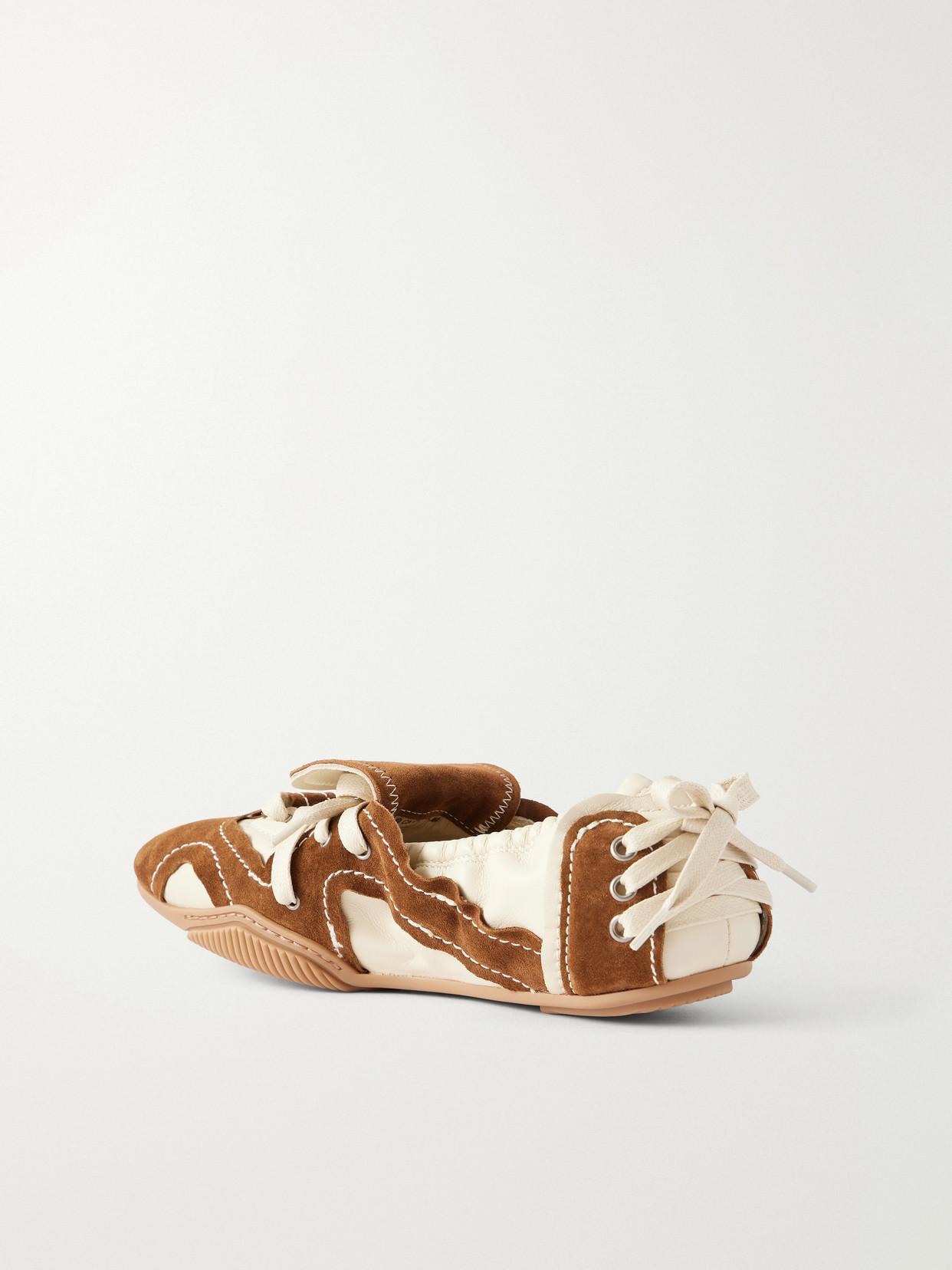 Acne Studios Bilaria Lace-up Suede And Leather Ballet Flats In Multi