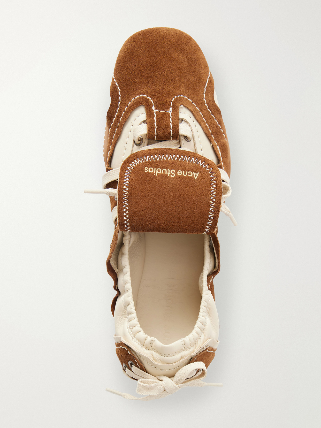 Acne Studios Bilaria Lace-up Suede And Leather Ballet Flats In Multi