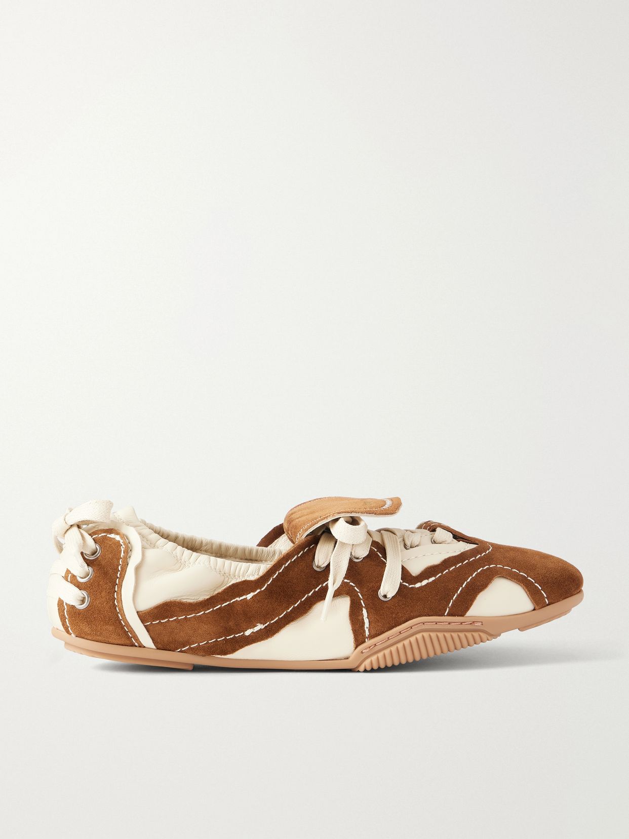 Bilaria lace-up suede and leather ballet flats