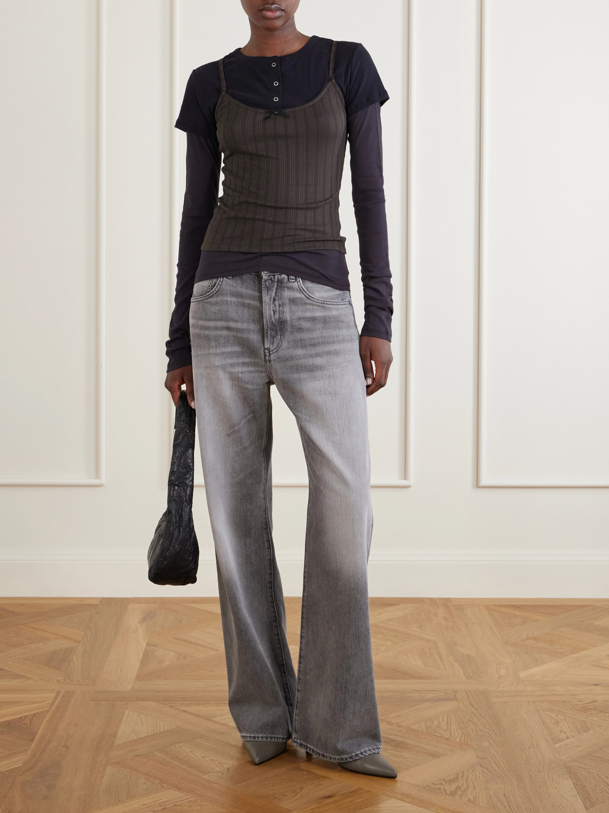 Ersilia Layered Ribbed Lyocell And Cotton-Blend T-Shirt