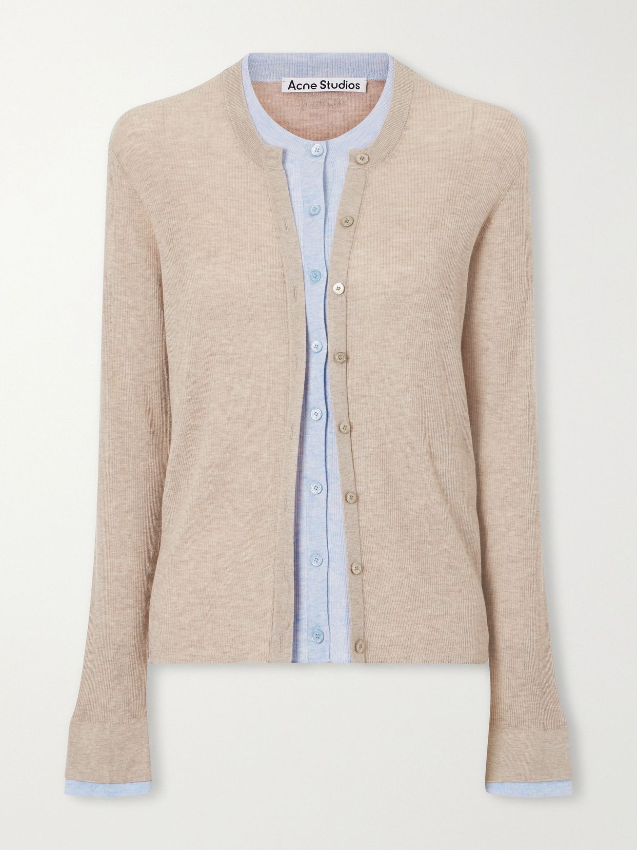 kalet layered ribbed knit silk and wool blend cardigan