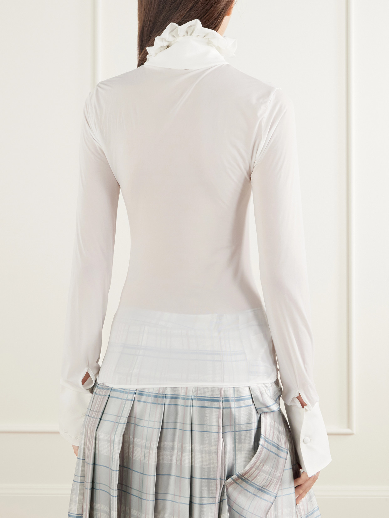 Etilda Ruffled Stretch-Jersey Blouse