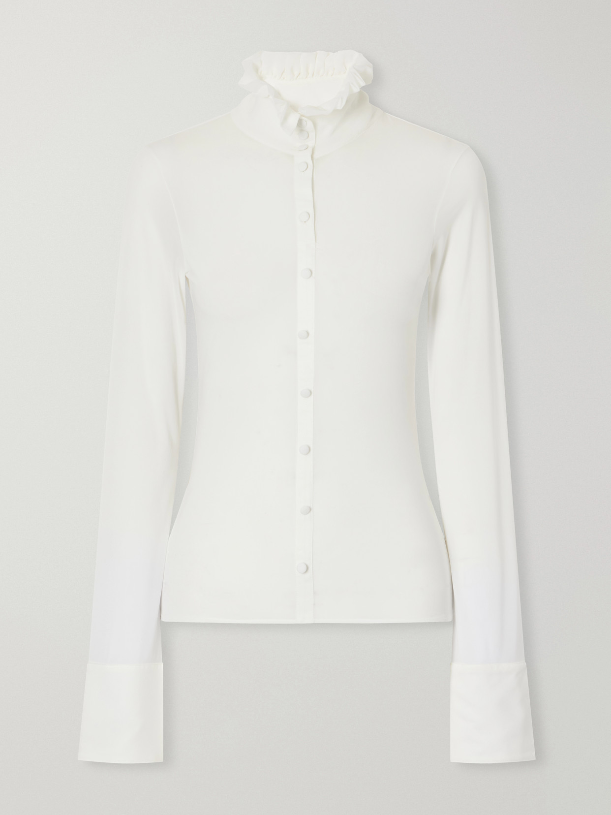 Acne Studios Etilda Ruffled Stretch-jersey Blouse In White