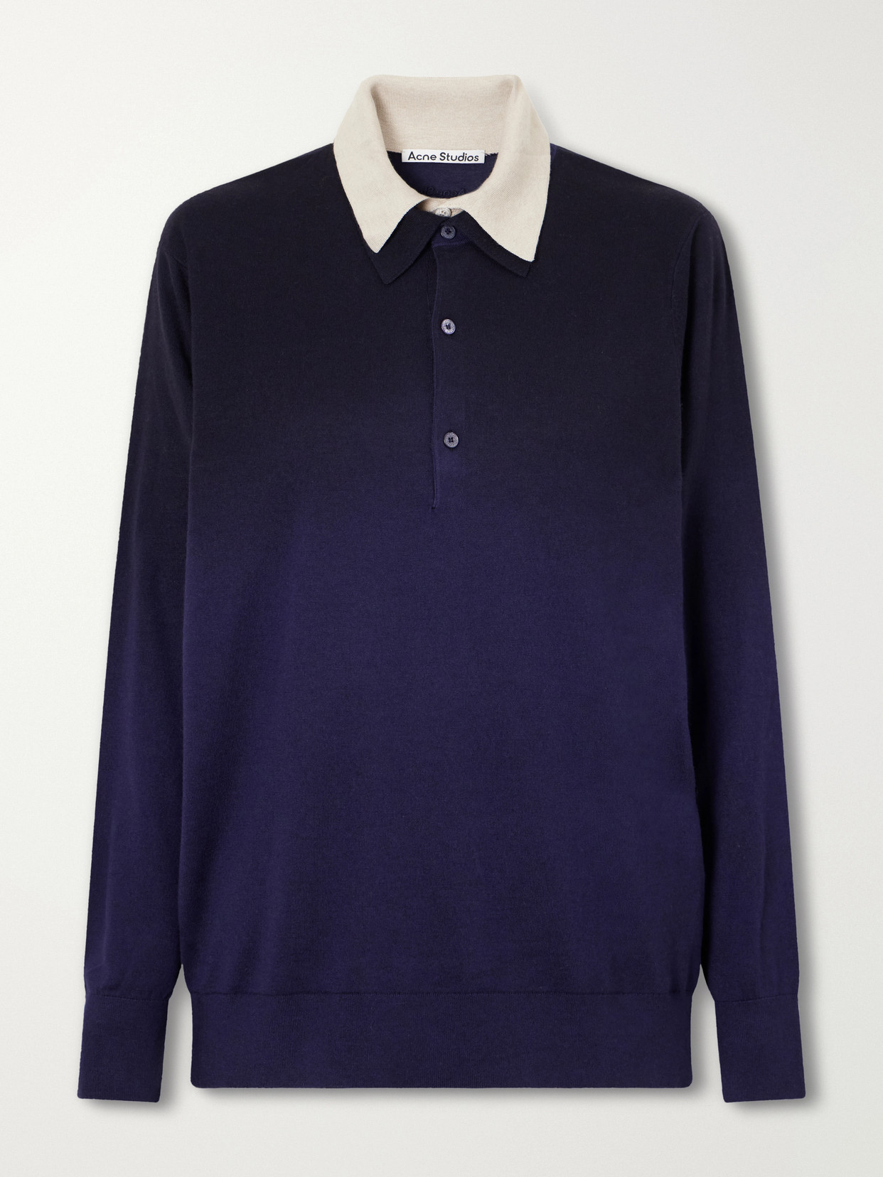 Acne Studios Layered Silk, Wool And Cashmere-blend Polo Sweater In Blue