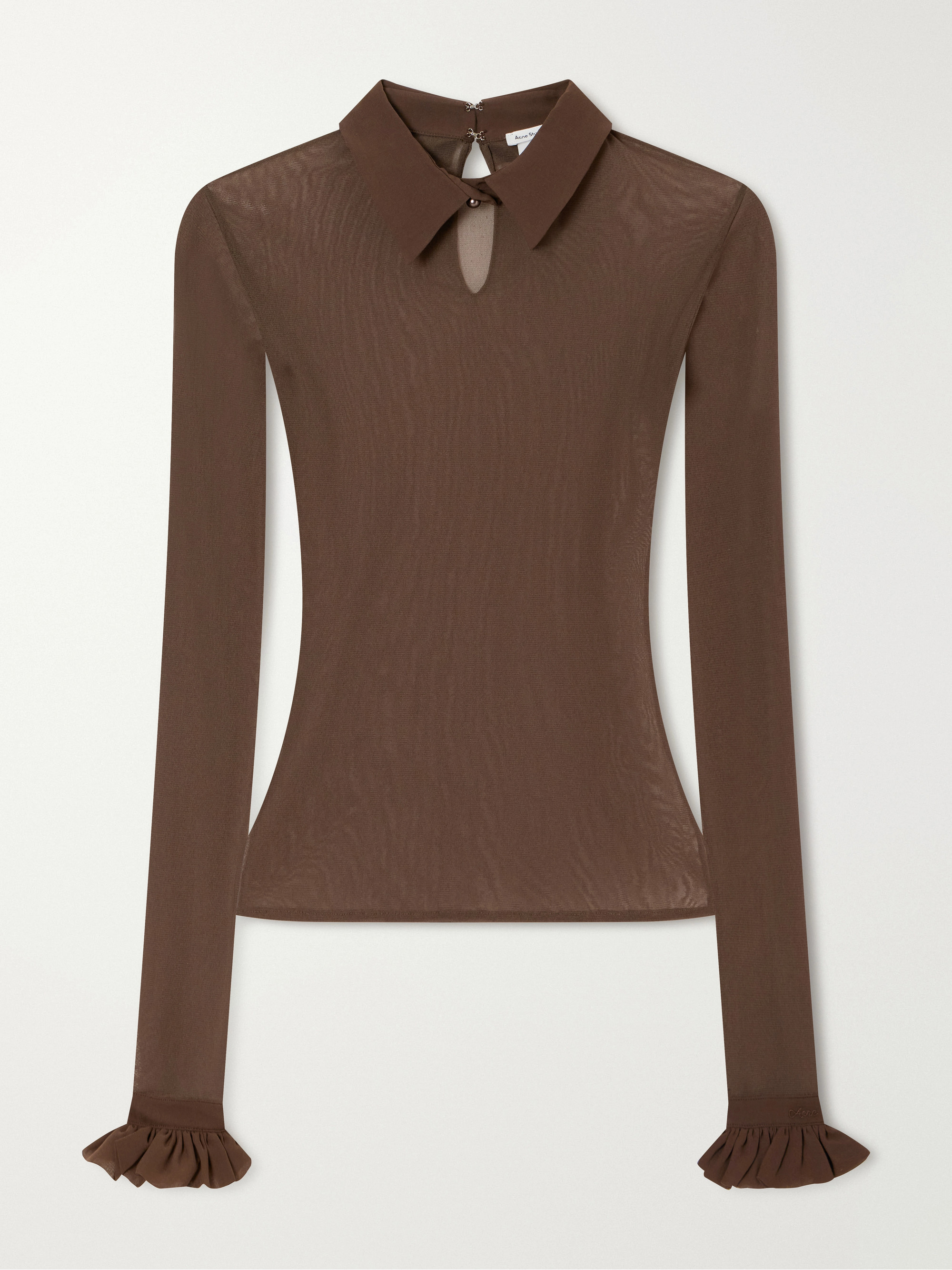 Acne Studios Emara ruffled silk-trimmed mesh blouse
