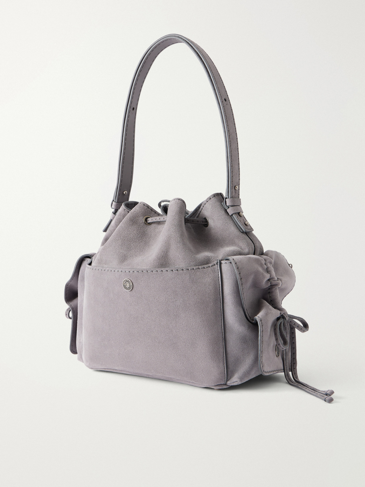 Acne Studios Suede Shoulder Bag In Gray
