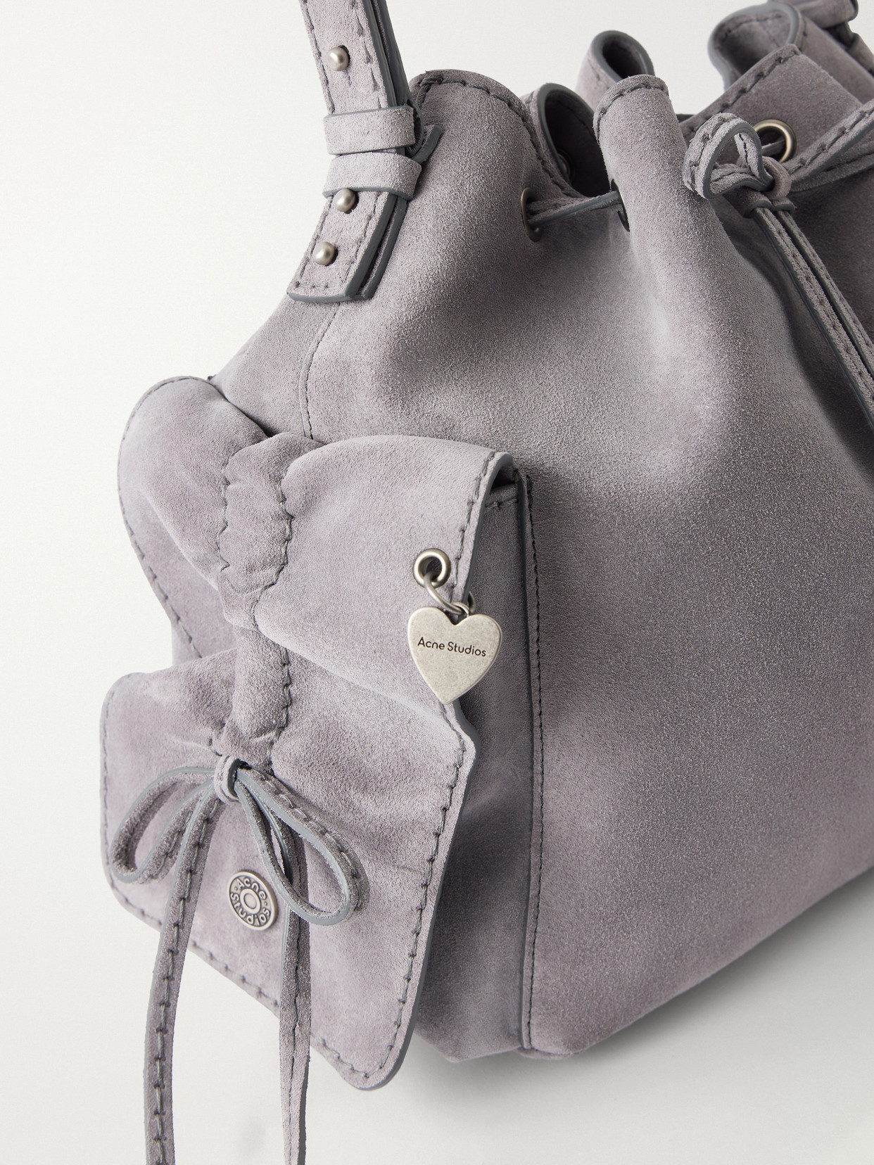 Acne Studios Suede Shoulder Bag In Gray