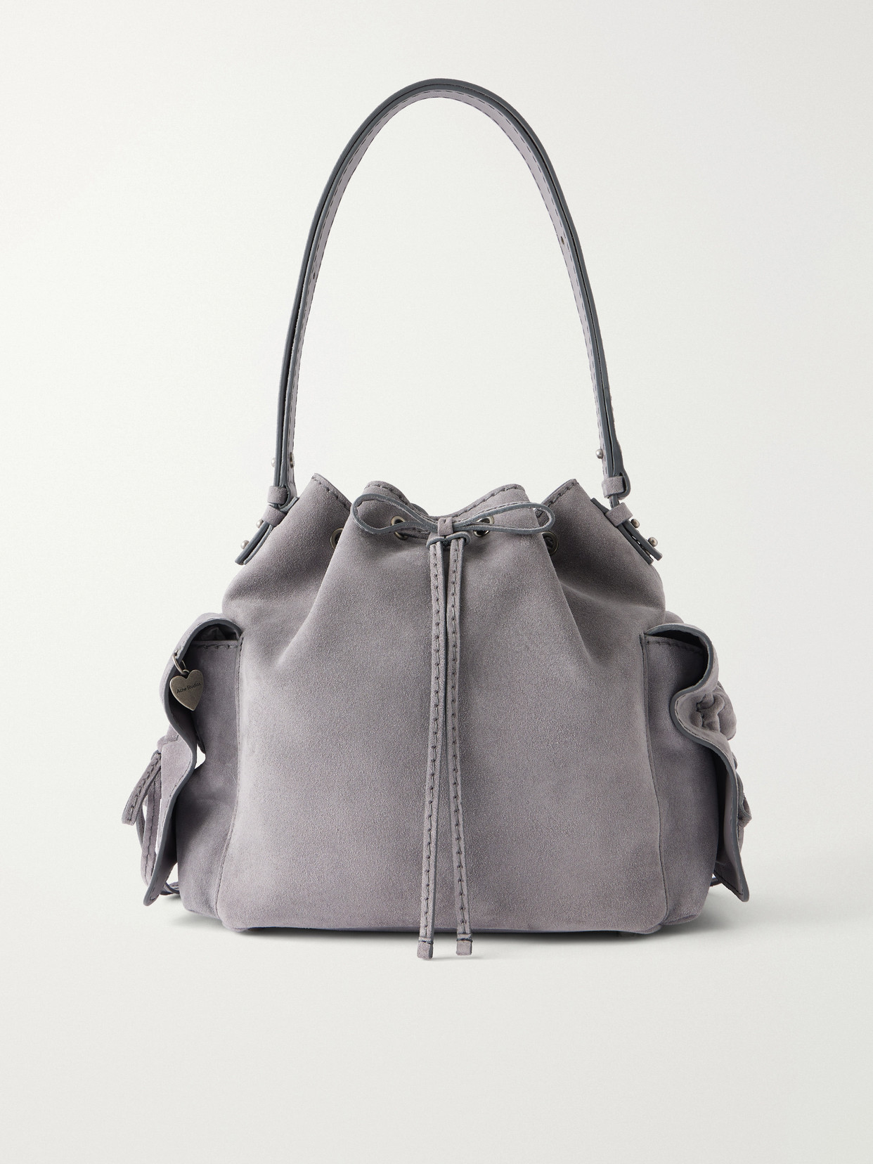Acne Studios Suede Shoulder Bag In Gray