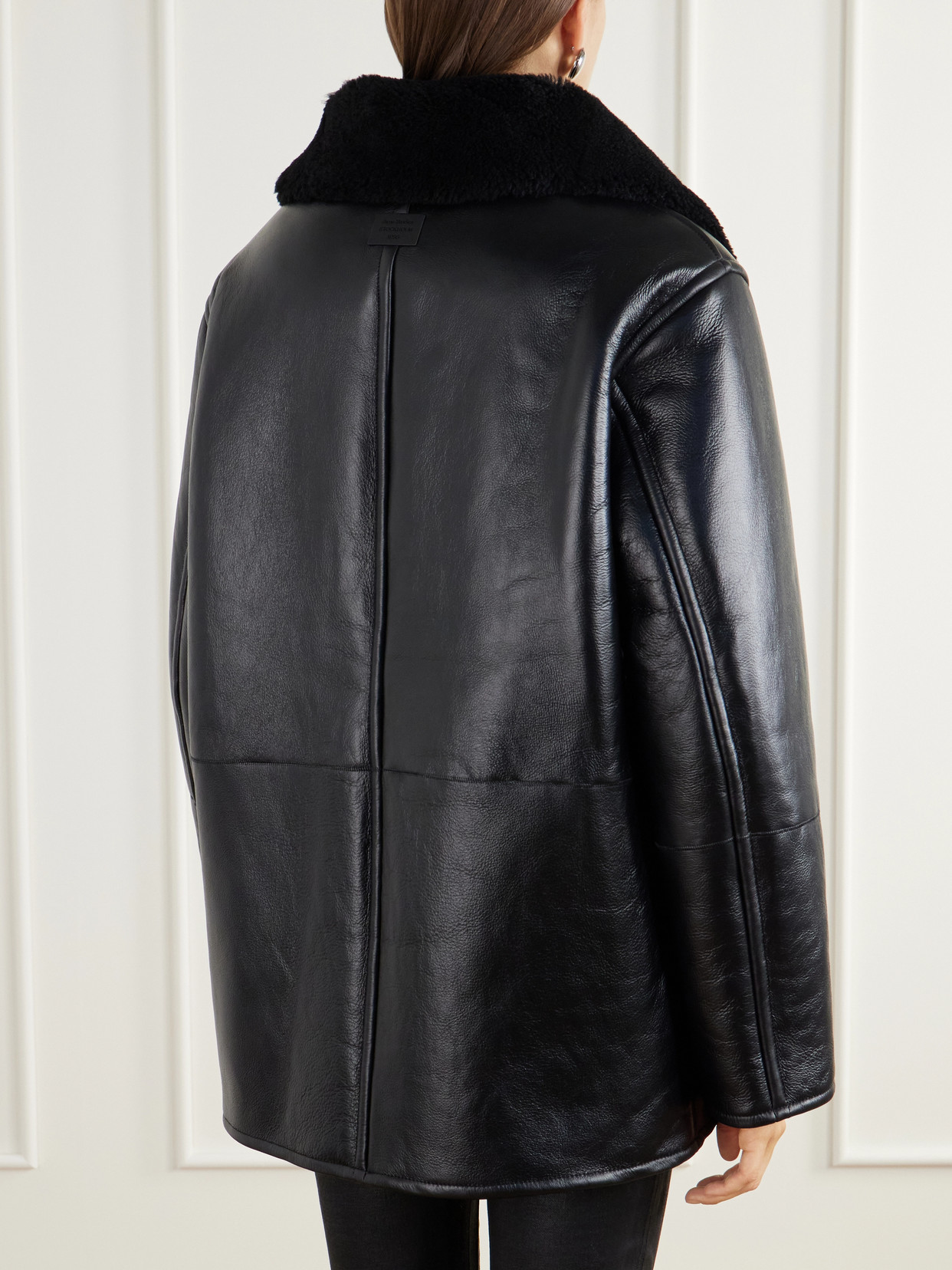 Paneled Shearling-Trimmed Coat