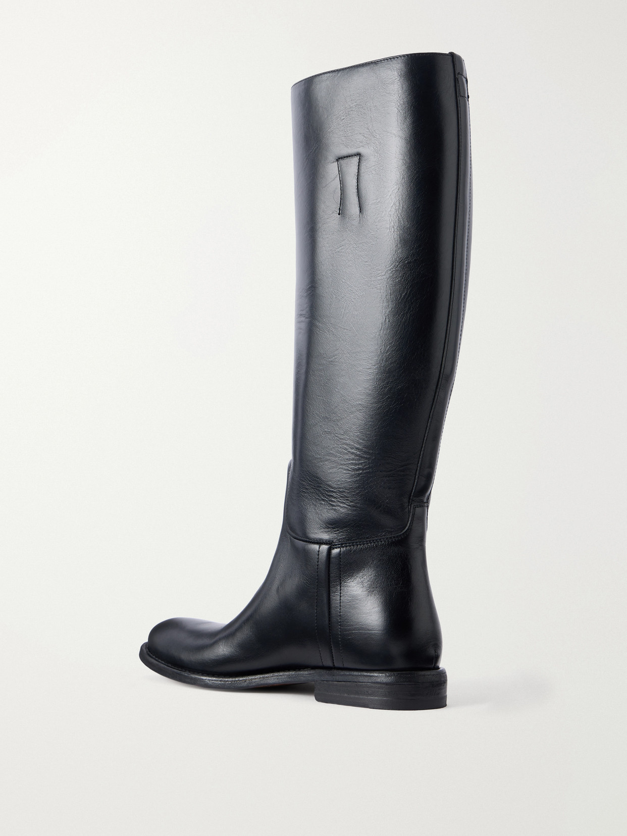 Brillante Logo-Debossed Full-Grain Leather Knee Boots