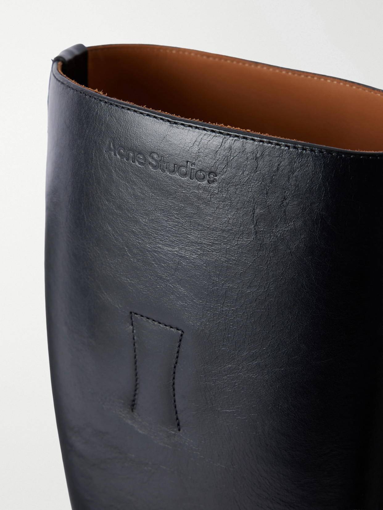 Brillante Logo-Debossed Full-Grain Leather Knee Boots