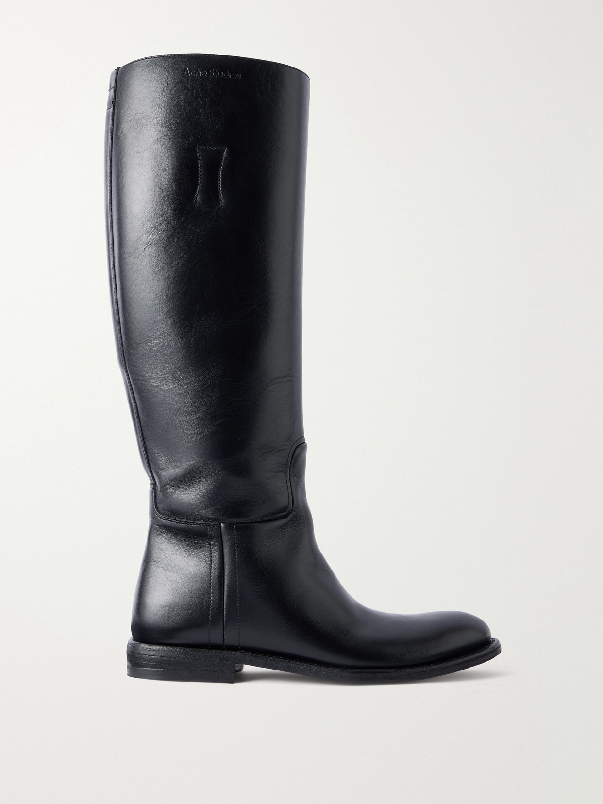 Brillante Logo-Debossed Full-Grain Leather Knee Boots