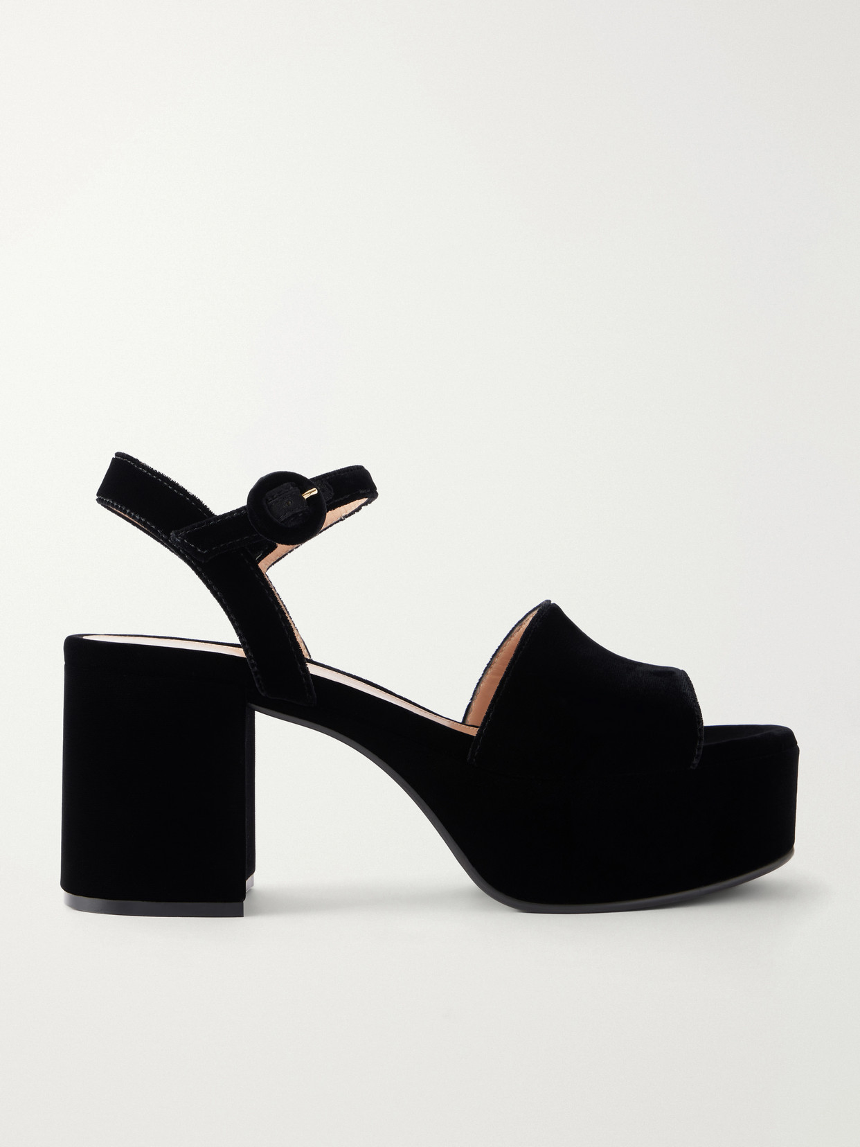 Gianvito Rossi Carol Velvet Platform Open-toed Sandal In Black