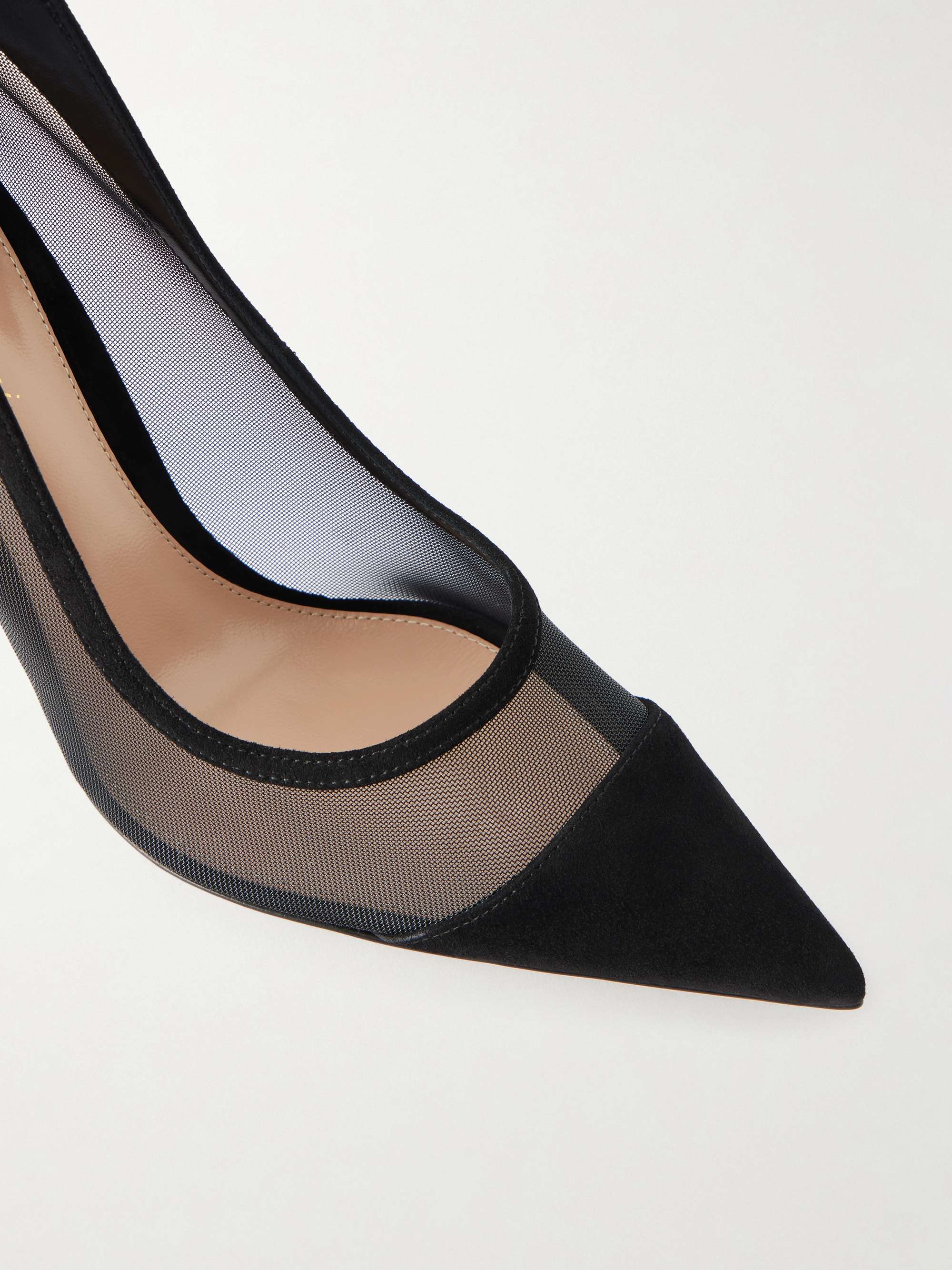 GIANVITO ROSSI 95 mesh-trimmed suede pumps | NET-A-PORTER