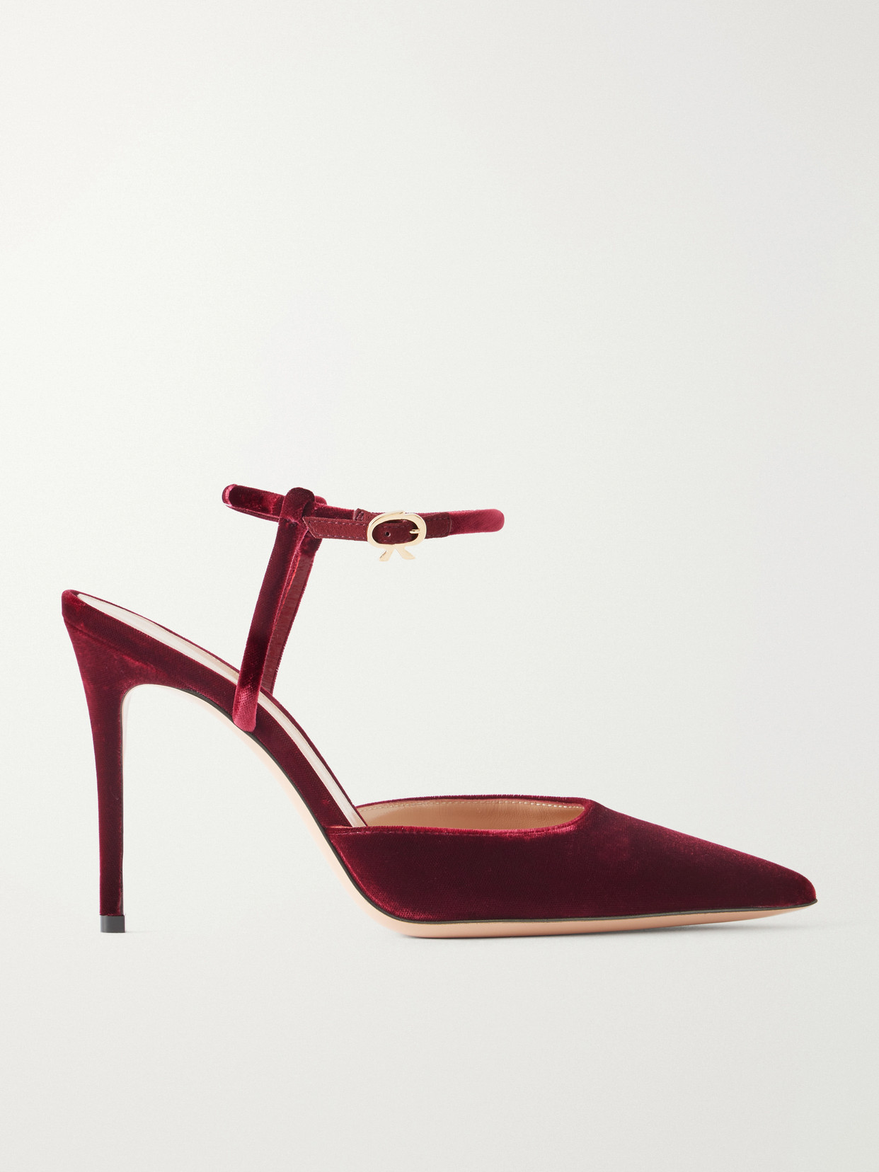 Gianvito Rossi Velluto 95 Velvet Pumps In Burgundy