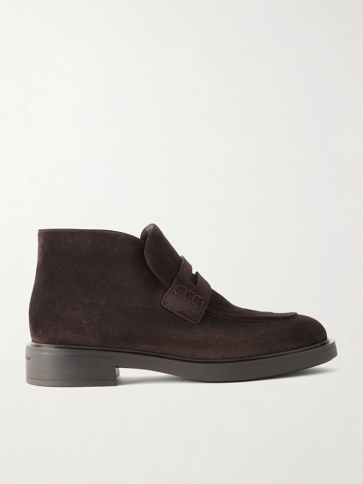 Suede penny loafer ankle boots