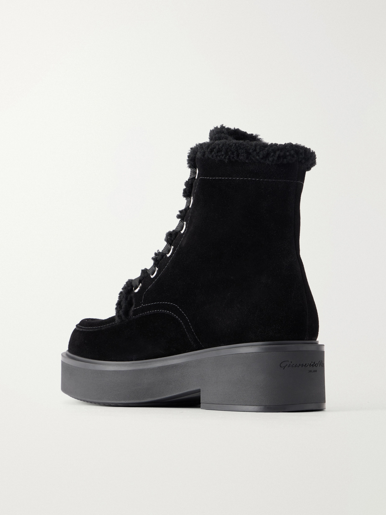 Shearling-Trimmed Ankle Boots