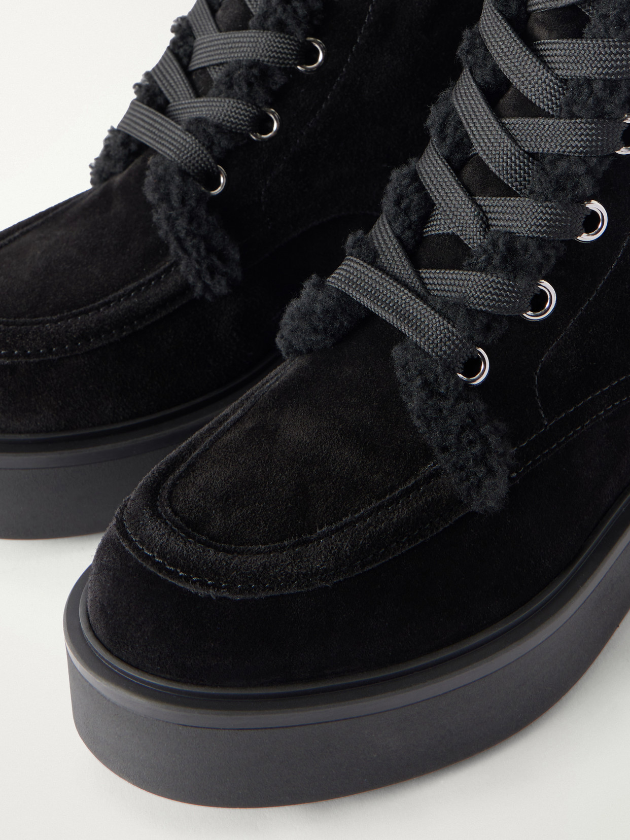 Shearling-Trimmed Ankle Boots