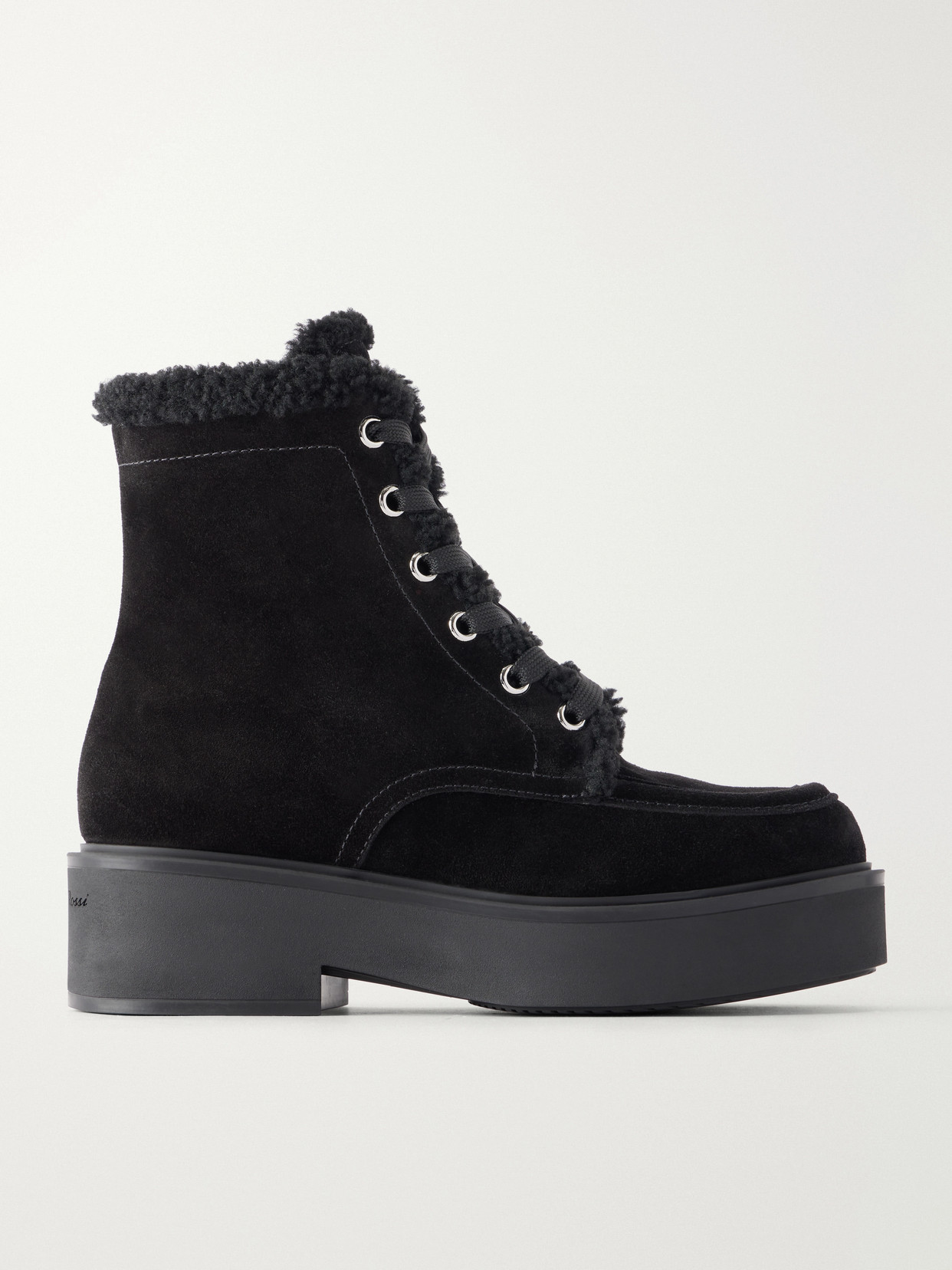 Shearling-Trimmed Ankle Boots