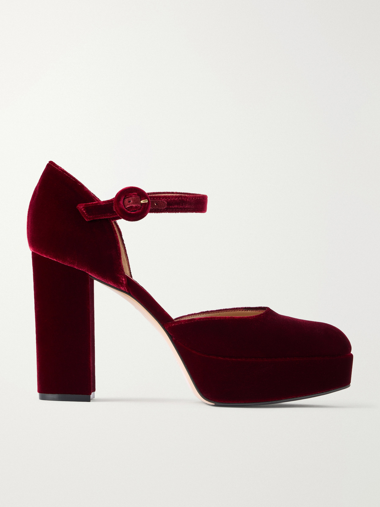Gianvito Rossi 100 Velvet Pumps In Burgundy
